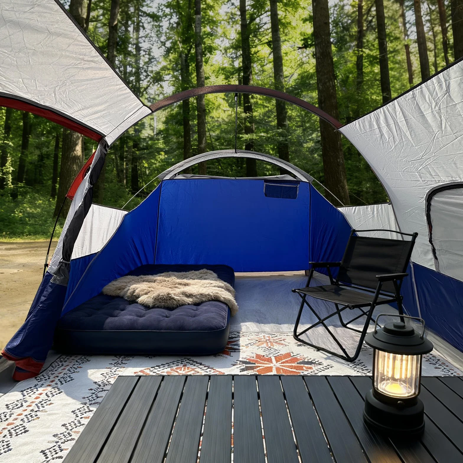 Camping Tent 10/12 Person Cabin Tent, 2 Room Water Resistant | Waterproof Tent with Top Rainfly, 3 Large Mesh Windows, Double Layer, Easy Set Up, Portable with Carry Bag