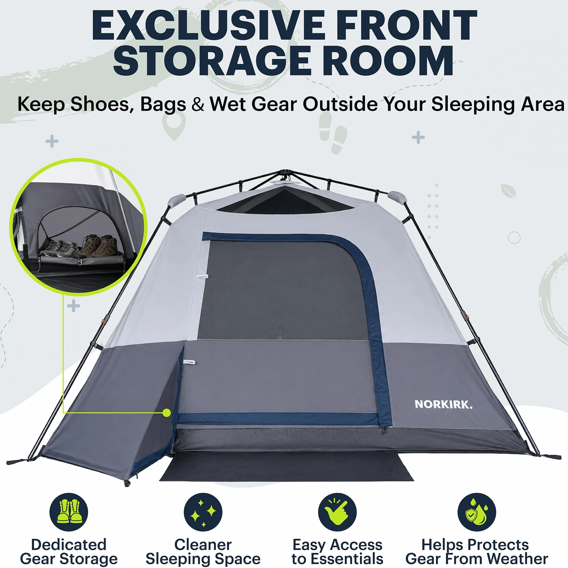 Instant 4-Person Camping Tent — Quick Pop-Up Outdoor Shelter with Waterproof Rainfly, Ventilated Mesh Windows, Zippered Doors & Carry Bag for Hiking, Backpacking, Beach