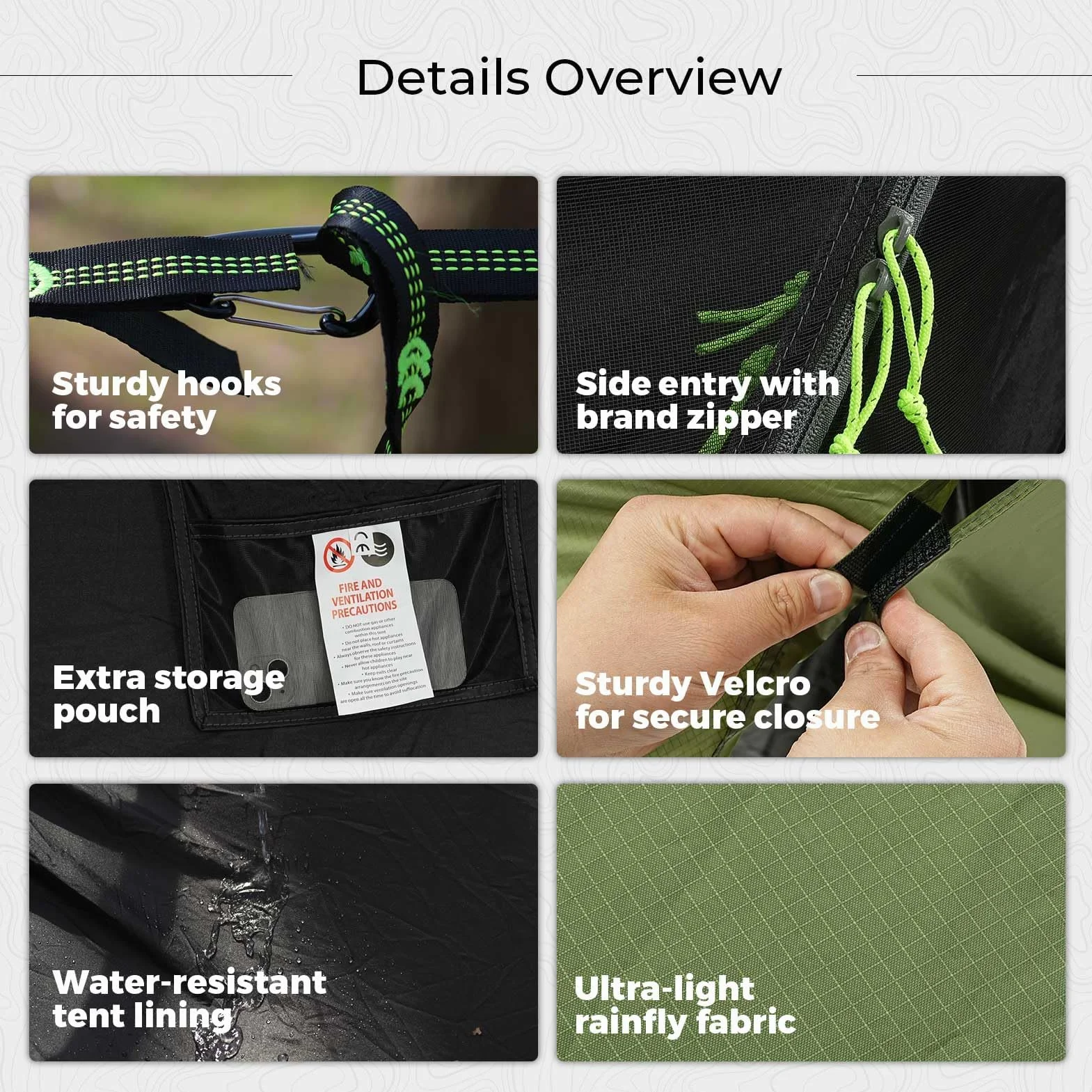 Camping Hammock Tent with Mosquito Net & RainFly, 3 in 1 Waterproof Portable Sleeping Hammock Bug Backpacker Lightweight Outdoor Gear Swing for Hiking Travel Patio Expedition(Dark Green)