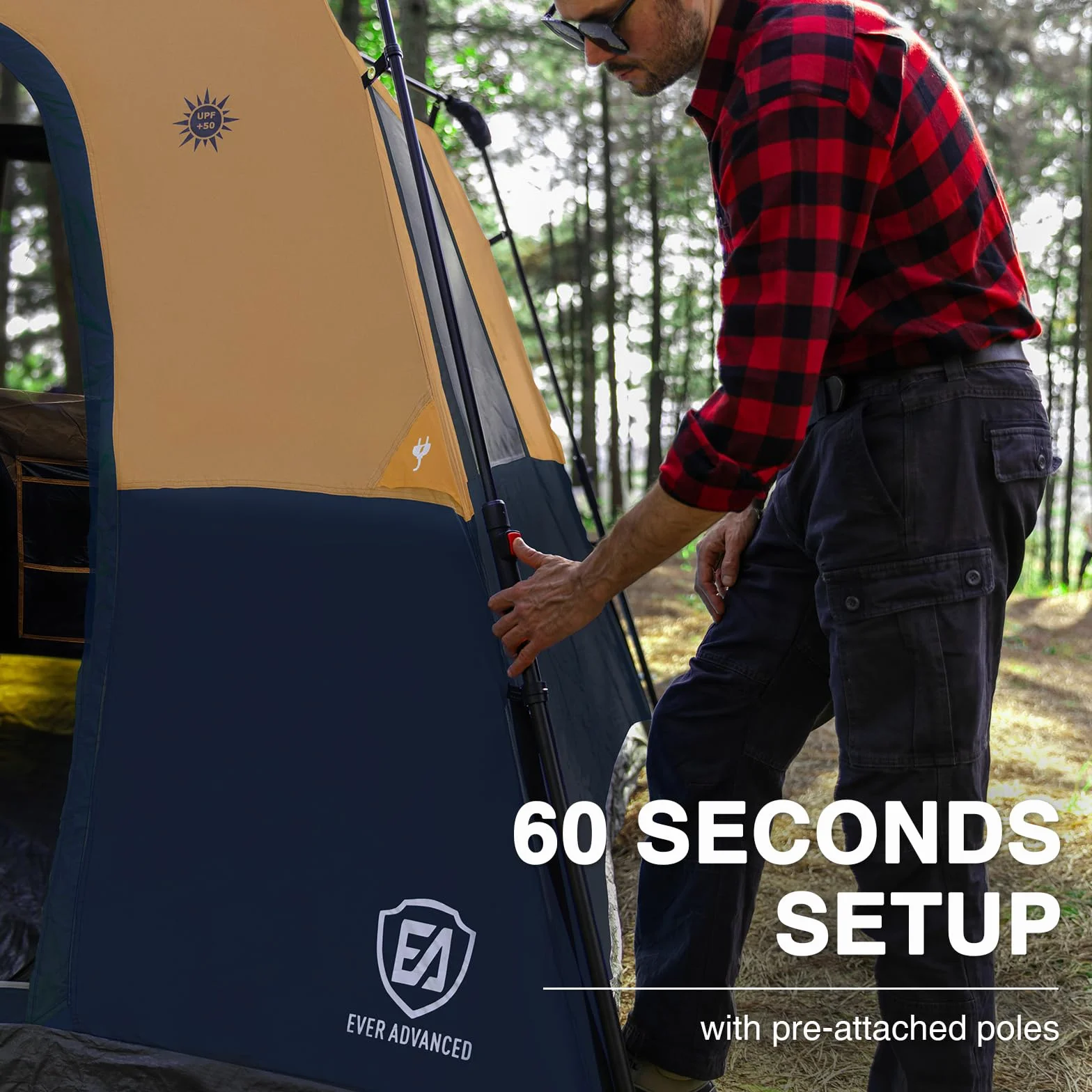 6 Person Camping Tent, Blackout Design Tent for Camping Instant Cabin Tents for Family with Rainfly, 60s Easy Setup, Water-Resistant