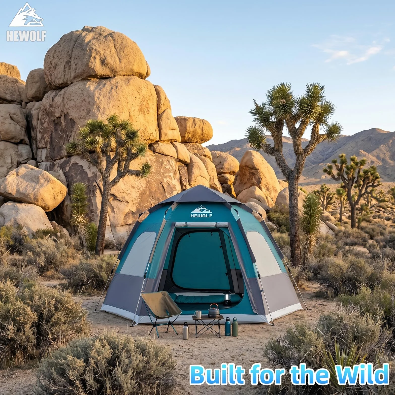 2/3/4 Person Camping Tent - Instant Pop Up Waterproof 2 Doors Tent with Easy Setup | 3-Season Hexagonal Dome Design for Family, Hiking & Traveling