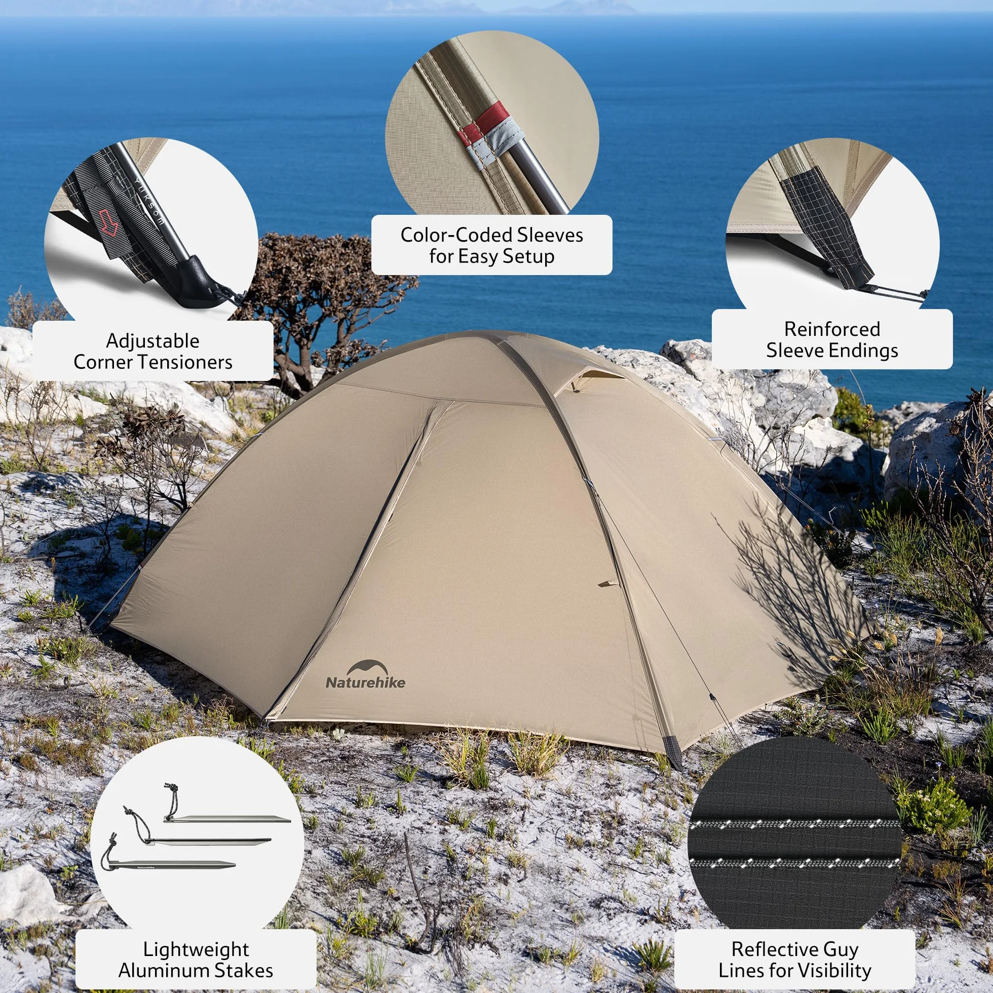 Giling 1/2 Person Backpacking Tent 4 Season Lightweight Tent for Hiking & Bikepacking Easy Setup 3000mm Waterproof Ultralight CampingTents for Outdoor Cycling