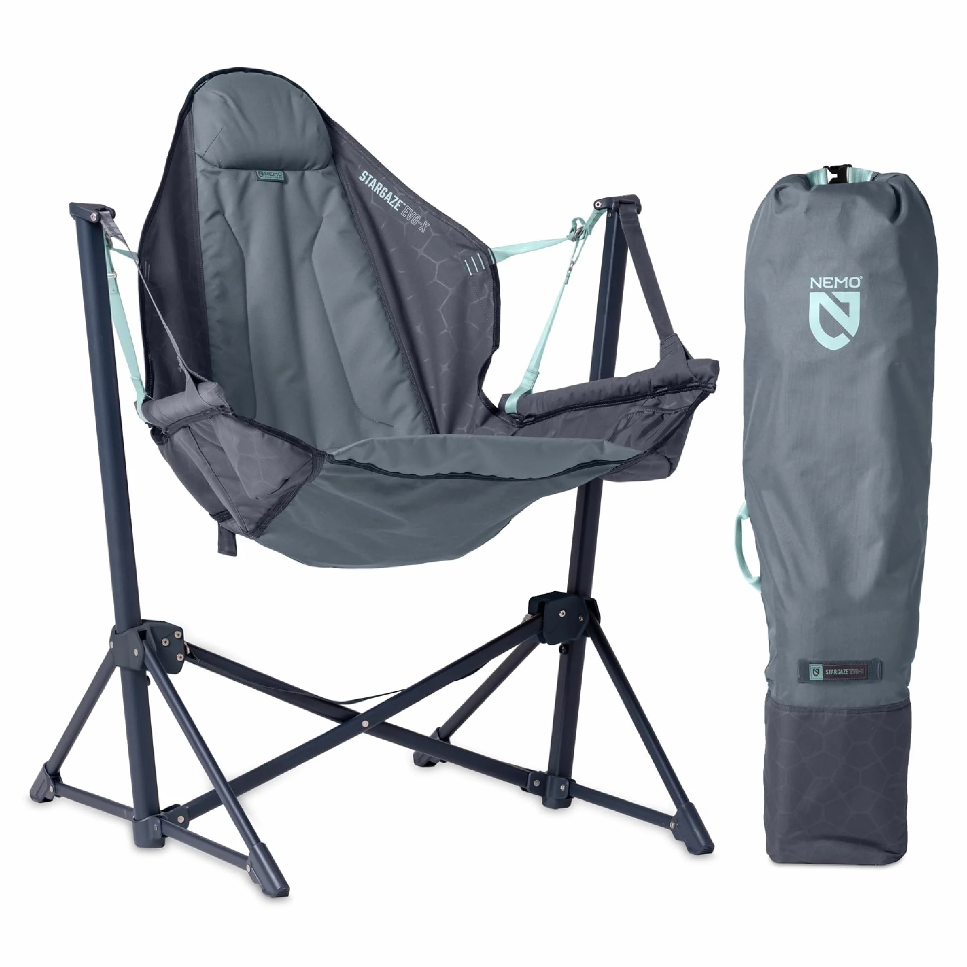 Stargaze EVO-X Reclining Camp Chair - Ombre Blue | Folding, Packable, Swinging, Luxury Comfort, Camping, Sports, Backyard, RV