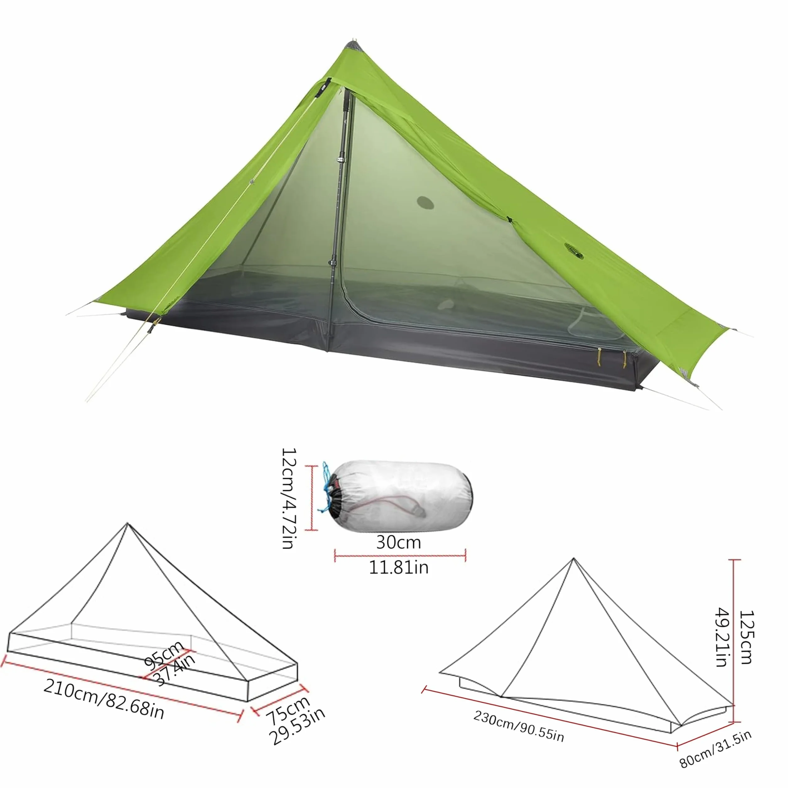 1 Person Ultralight Backpacking Tent - 3 Season (2lbs only) | 15D Ripstop Nylon Rainfly, 5000mm Waterproof, Bathtub Floor, for Hiking/Camping/Climbing/Trekking/Backpacker/Bikepacking