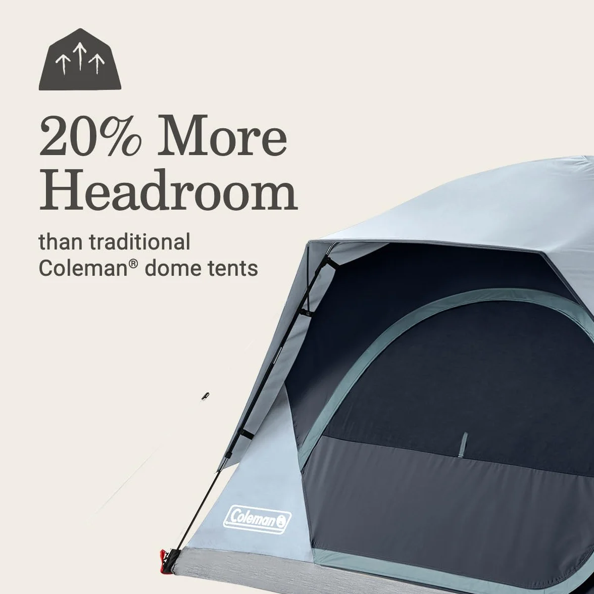 Skydome Tent with LED Lights & 5-Minute Setup, Weatherproof 4-Person Tent with Overhead Lighting, Made of PFAS-Free Materials