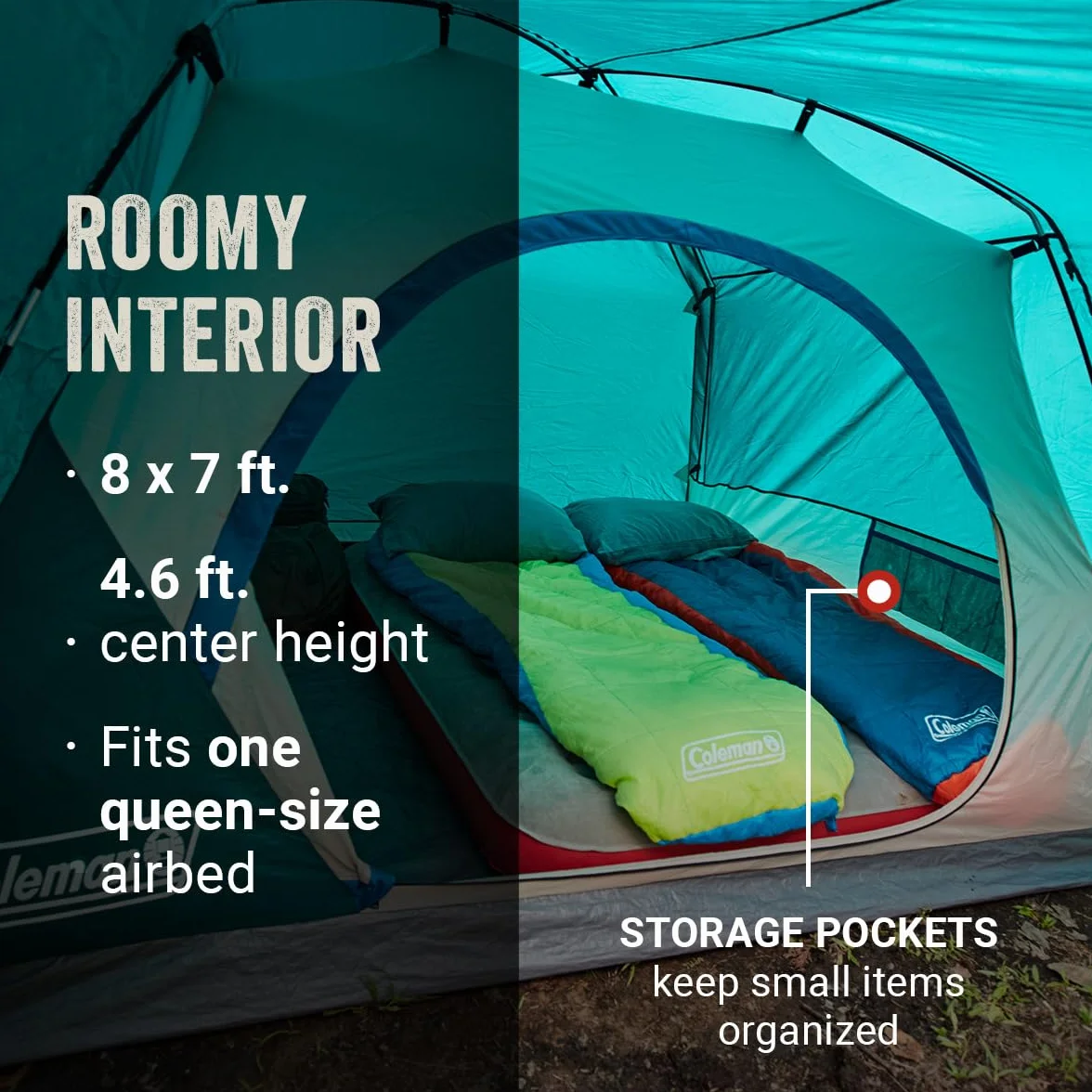 Skydome Tent with Full-Fly Weather Vestibule, Weatherproof 4/6 Person Tent Sets Up in 5 Minutes & Protects from Water, 20% More Headroom Than Traditional Shelters