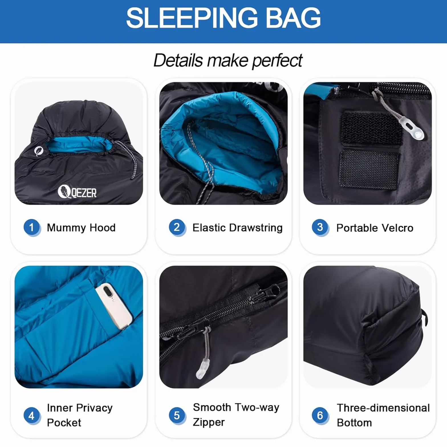 0°F Cold Weather Sleeping Bag for Adults, Lightweight Backpacking Bag with Down Booties for Men and Women Keep Warm