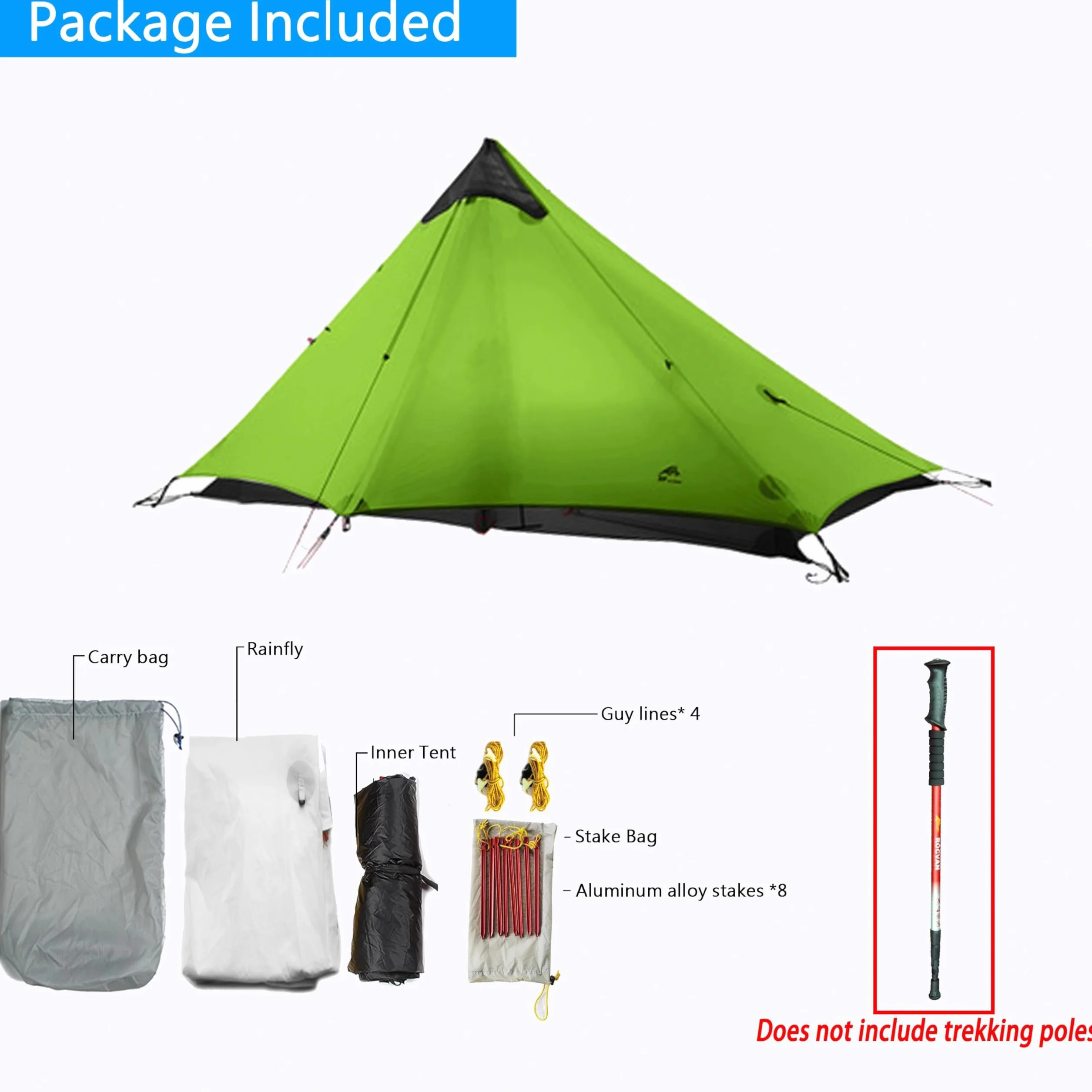 1 Person Ultralight Backpacking Tent - 3 Season (2lbs only) | 15D Ripstop Nylon Rainfly, 5000mm Waterproof, Bathtub Floor, for Hiking/Camping/Climbing/Trekking/Backpacker/Bikepacking