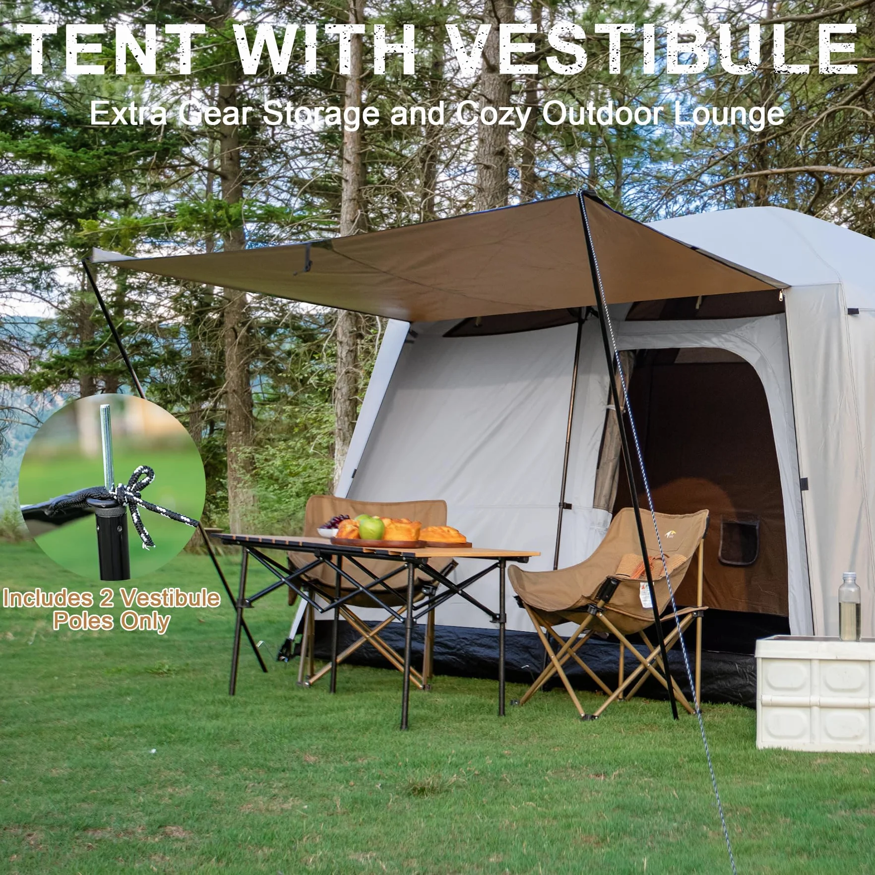 Unicorn 4-6 Person Camping Tent, Large Family Cabin Tents with Porch & Rainfly, Double Layer Waterproof Glamping Tent with 2 Rooms 2 Doors, Portable Big Tents for Outdoor Camping Hiking Party