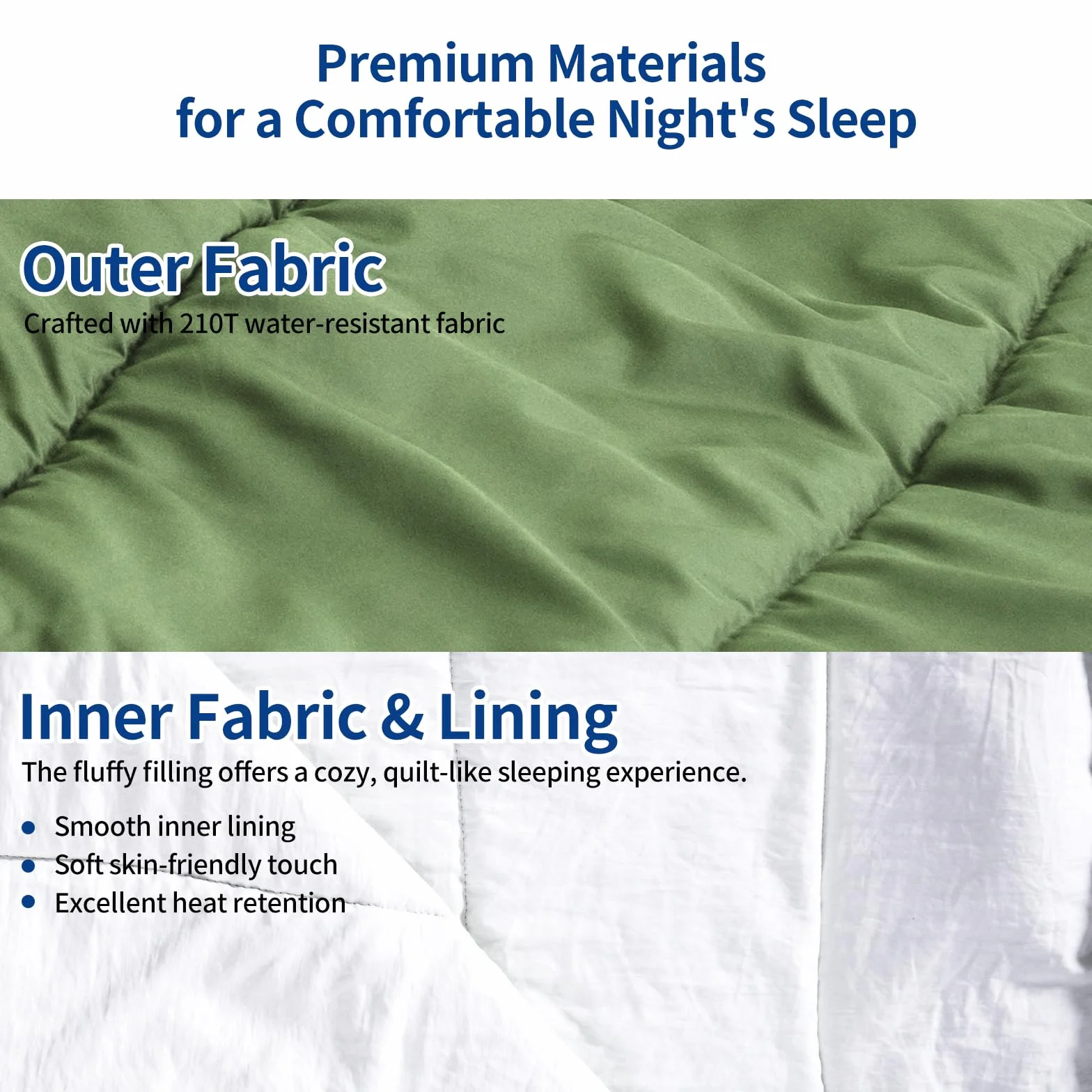 Sleeping Bag for Adults, Lightweight Sleeping Bag for Camping | 41°F-70°F, Hollow Fiber Fill, Full-Length Zipper, Compression Sack, Camping Travel Backpacking, Machine Washable