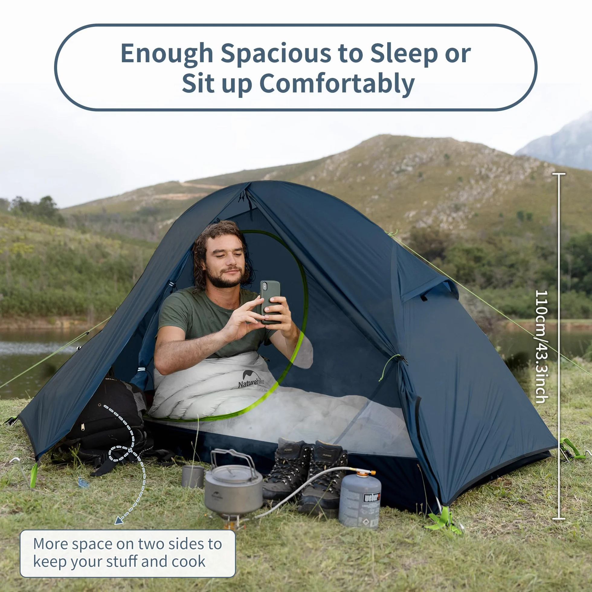 Backpacking Tent for 1 Person Camping Hiking Lightweight Waterproof one Person Tent with Footprint