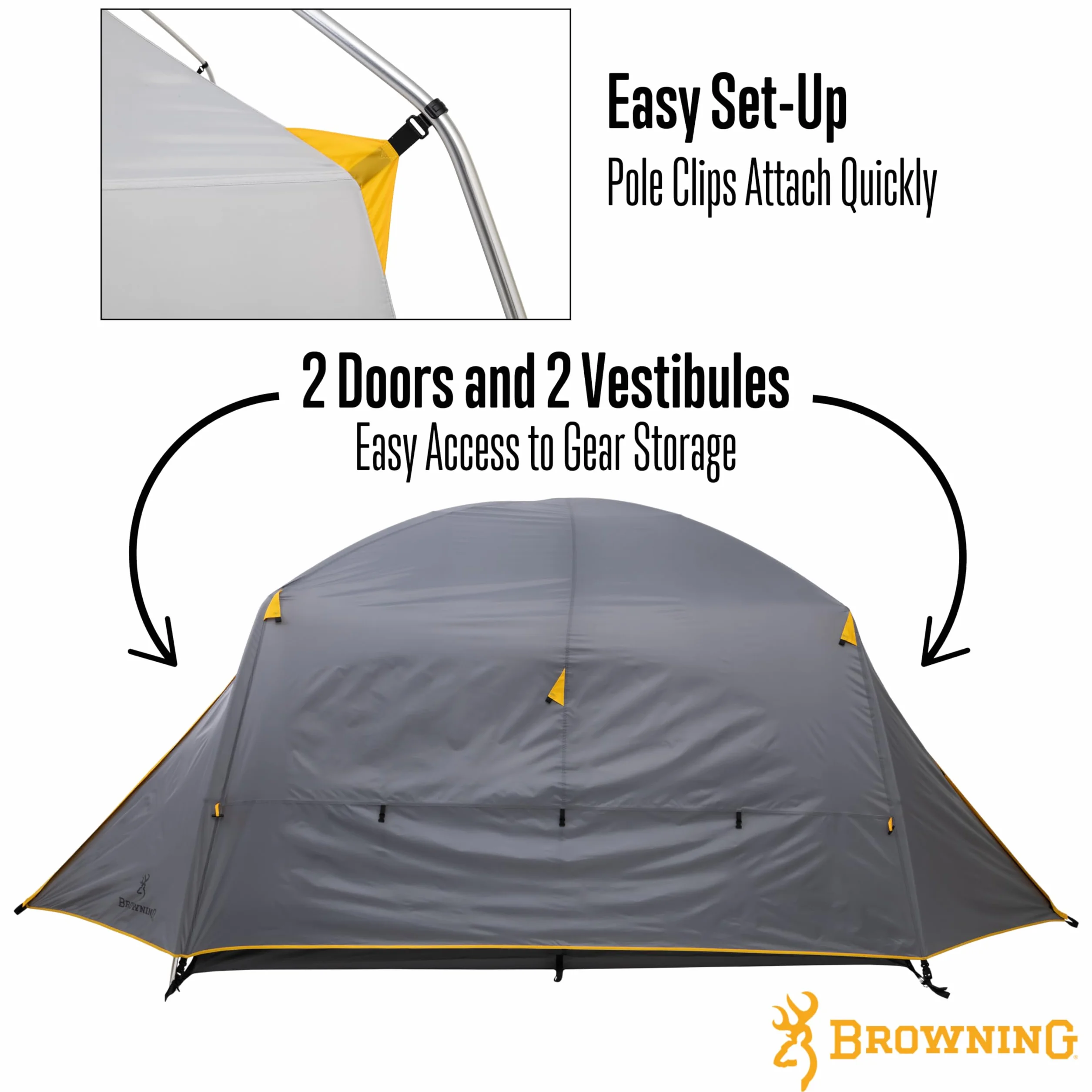 Camping Glacier 4-Person Tent, Free-Standing Cabin Style with Full Coverage Fly