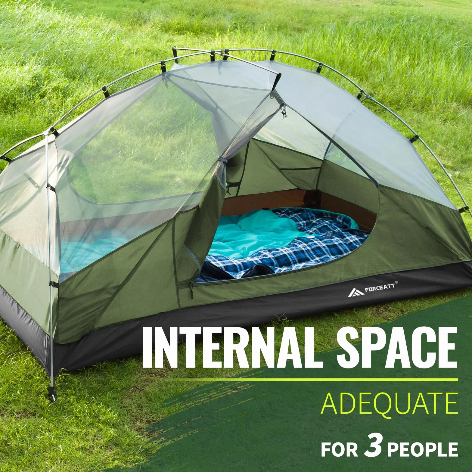 Tent for 2 and 3 Person is Waterproof and Windproof, Camping Tent for 3 to 4 Seasons,Lightweight Aluminum Pole Backpacking Tent Can be Set Up Quickly,Great for Hiking