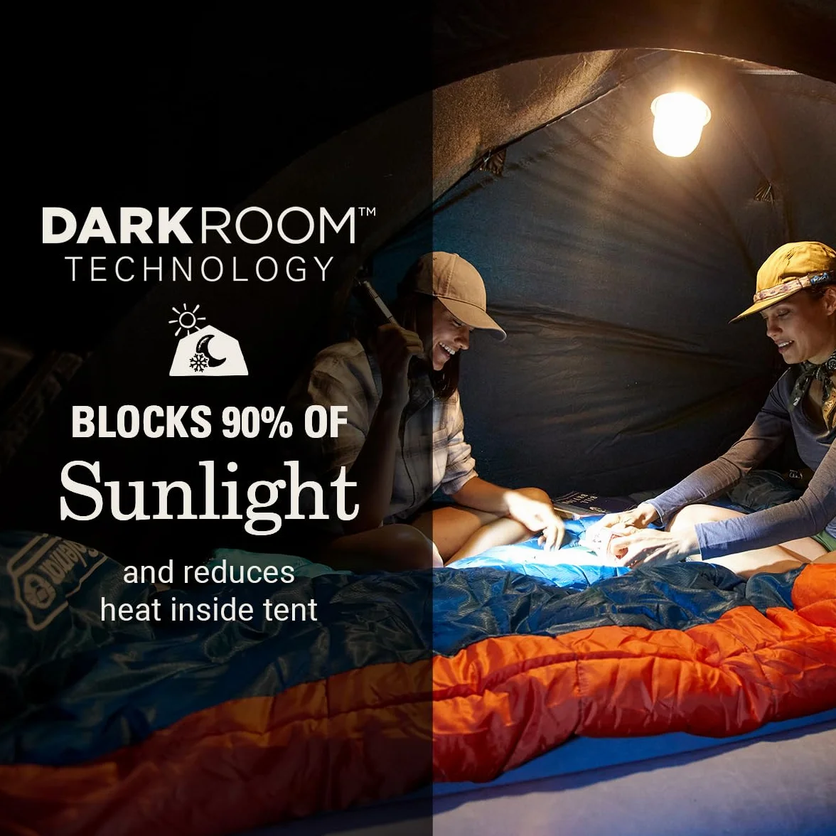 Skydome Dark Room Camping Tent with Screen Porch & 5-Minute Setup, Weatherproof Tent Blocks 90% of Sunlight, Rainfly & Carry Bag Included, Made of PFAS-Free Materials