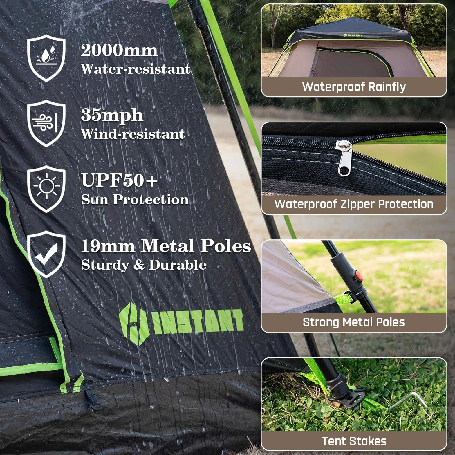 4/6/8/10 Person Instant Tent,Pop Up Tents for Camping with Rainfly | 60 Seconds Easy Setup,Cabin Tent for Family Camping with Expandable Carry Bag & Upgraded Ventilation