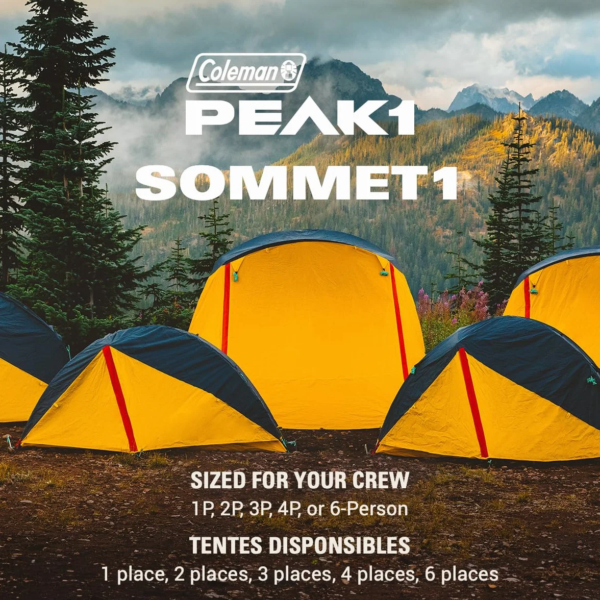 PEAK1 Premium Waterproof Backpacking Tent with Rainfly & Footprint, Lightweight Camping Tent Withstands Winds up to 45 MPH, 1/2/3/4/6 Person Sizes