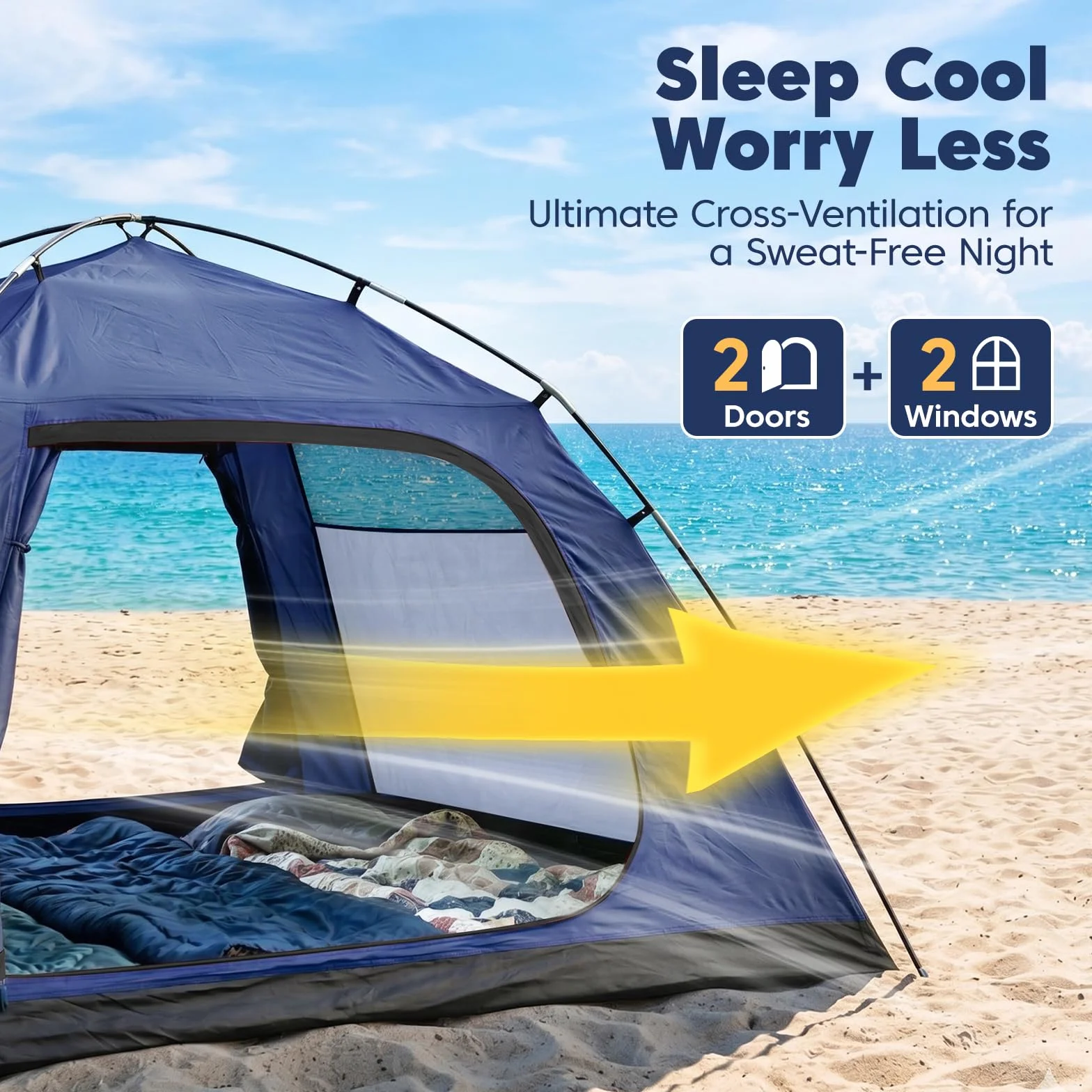 4 Person Tents for Camping Waterproof, Windproof Dome Tent with Rainfly, Easy Setup Portable Tent for Outdoor Camping