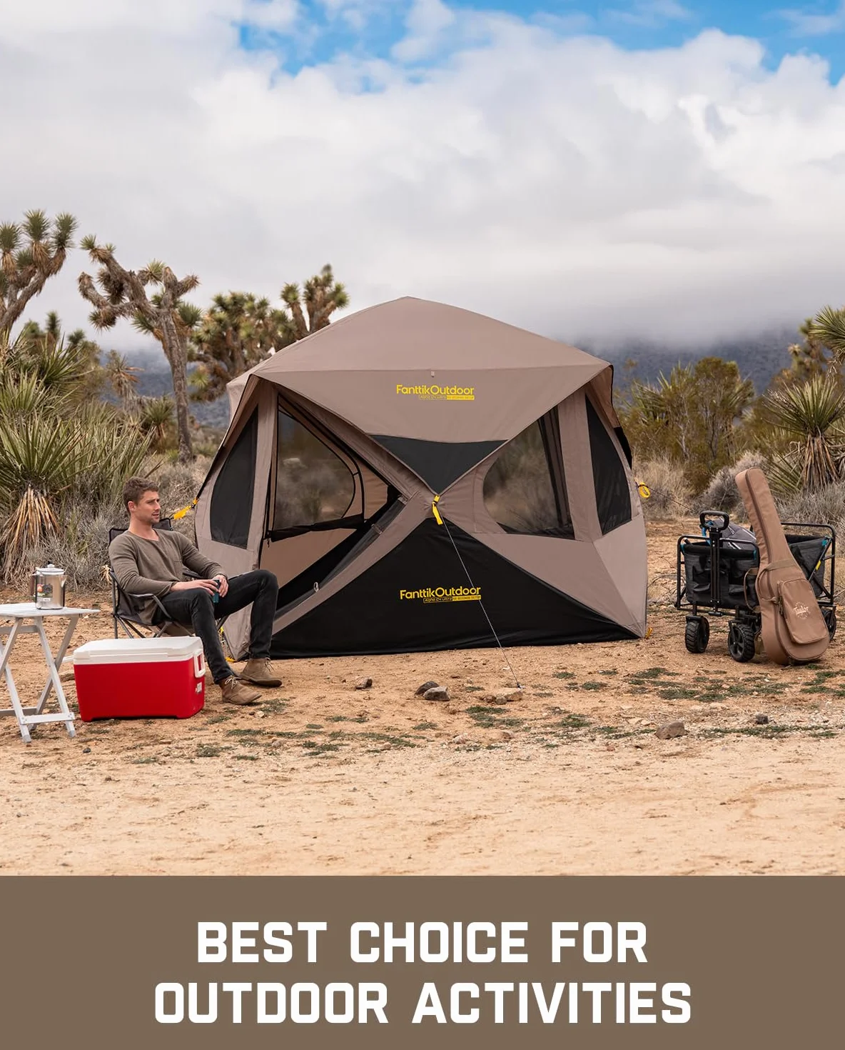 Alpha C4 Ultra Camping Tent 4 Person Pop Up Instant Cabin Setup in 60 Seconds Portable Hub Tent with Rainfly & Windproof for Outdoor Camping & Overlanding