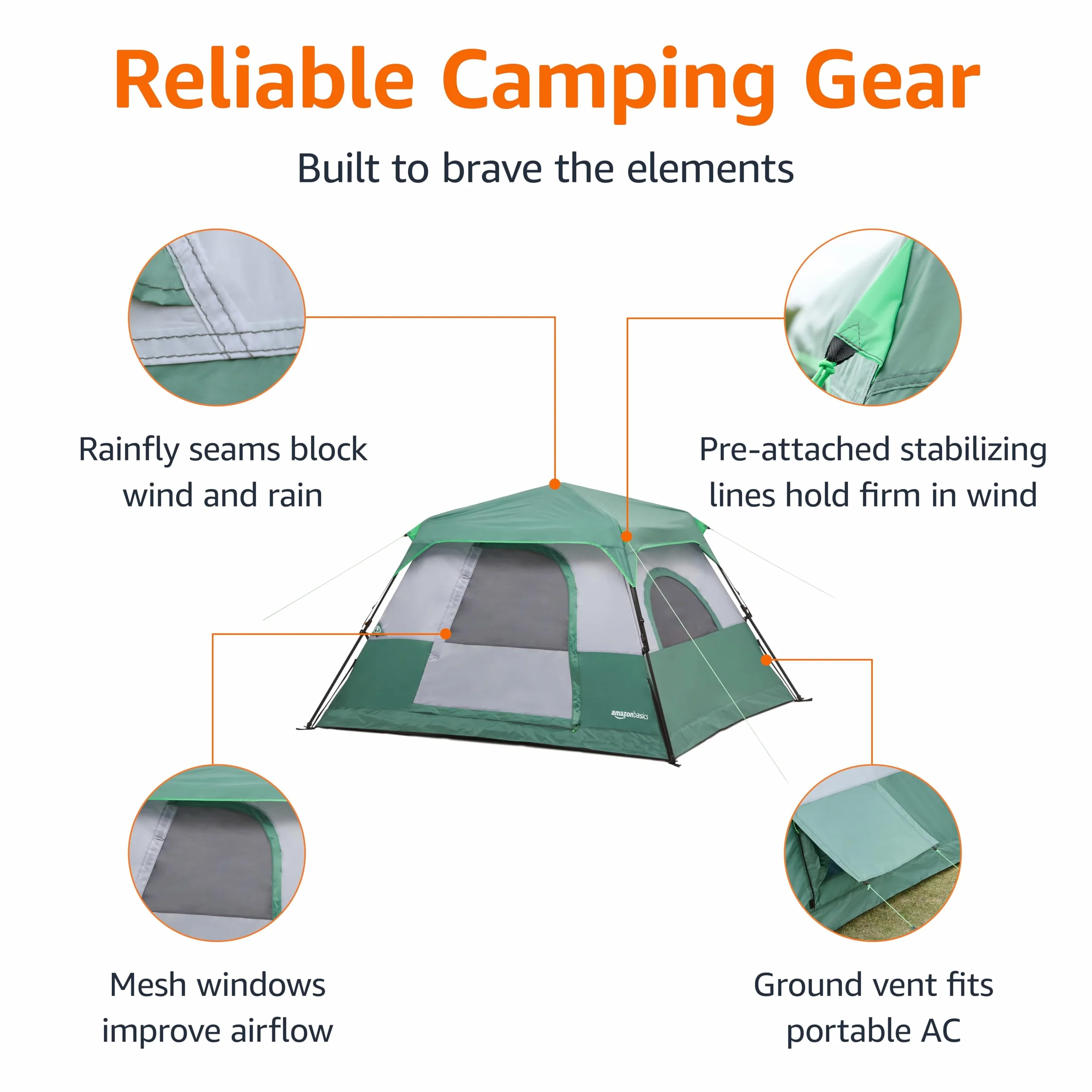 Instant Camping Tent with Rainfly, Weather-Resistant, Quick Setup
