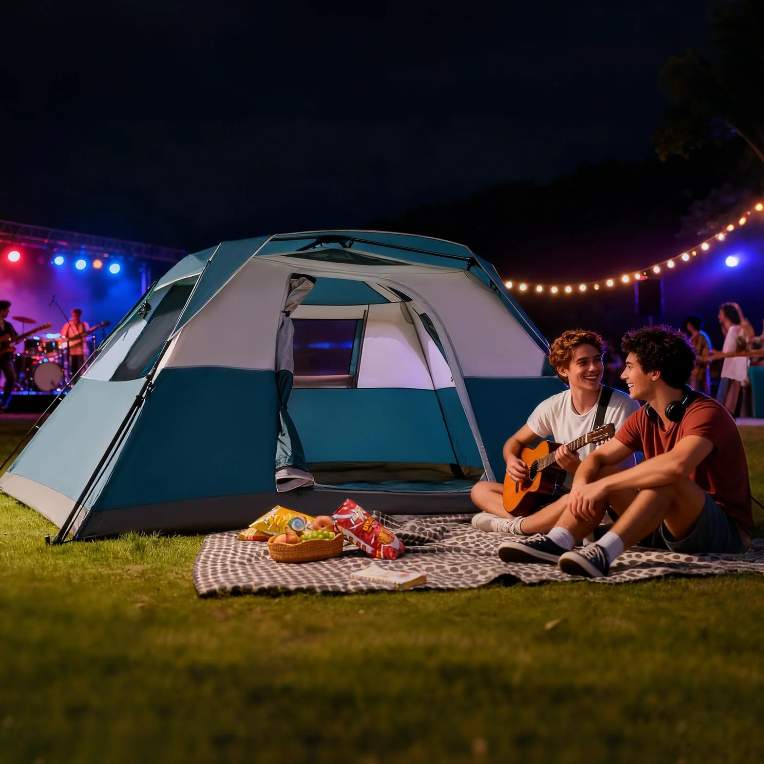 Instant 6 Person Tent for Camping with Rainfly, Under 60s Setup, 10 x 9ft | Fits 2 Queen Air Mattresses, 1200mm Waterproof, 360° Ventilation, PFAS-Free Fabric and Carry Bag for Family, Camping, Hiking
