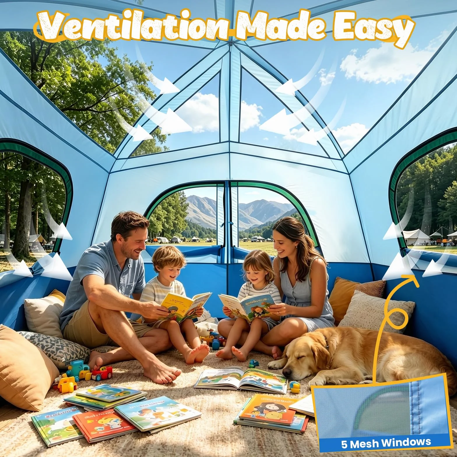 Camping Tent 6 Person, Family Tent with Rainfly | Double Layer,Waterproof & Windproof, Portable Easy Setup Tents for Camping, Suitable for Camping & Hiking