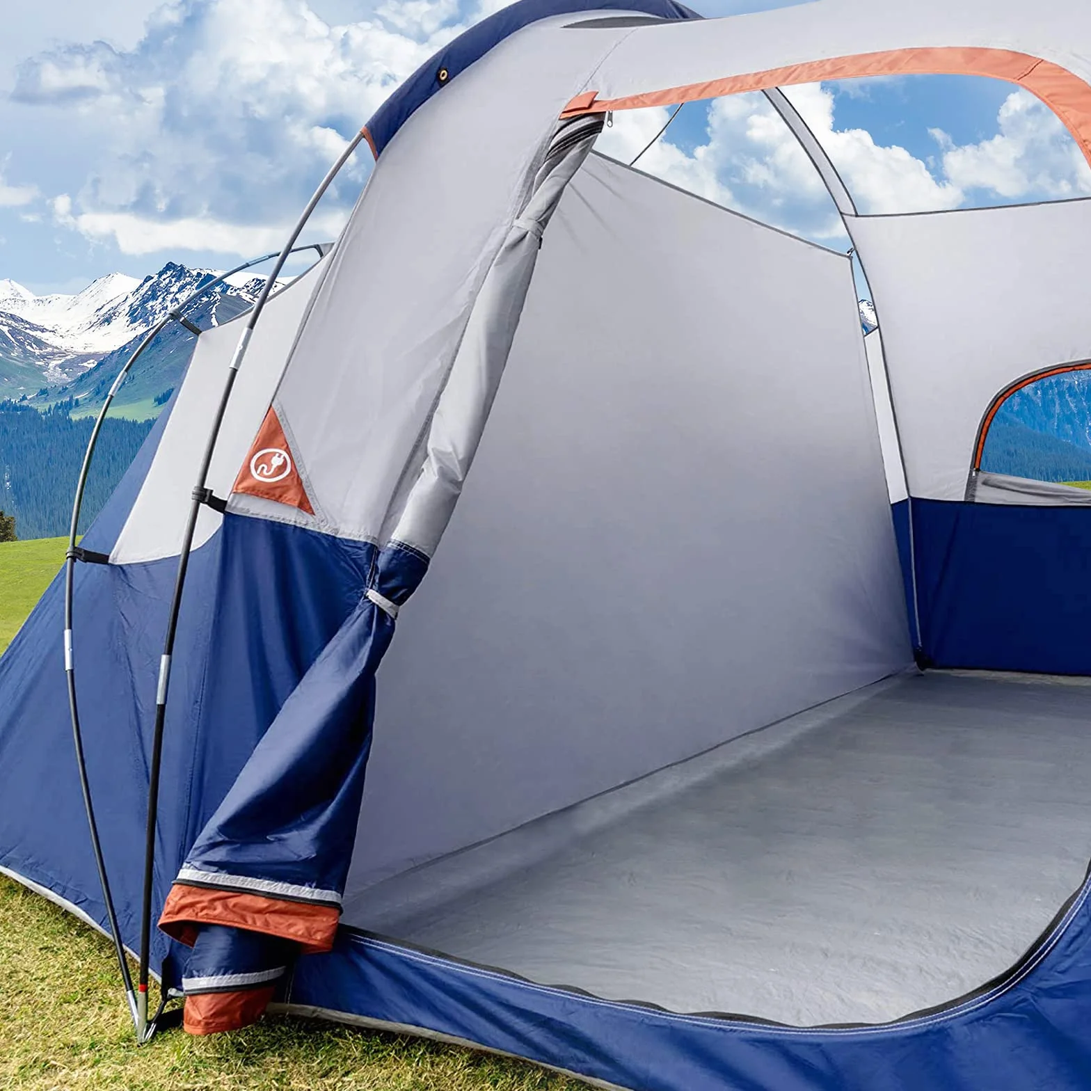 Camping Tent 10/12 Person Cabin Tent, 2 Room Water Resistant | Waterproof Tent with Top Rainfly, 3 Large Mesh Windows, Double Layer, Easy Set Up, Portable with Carry Bag