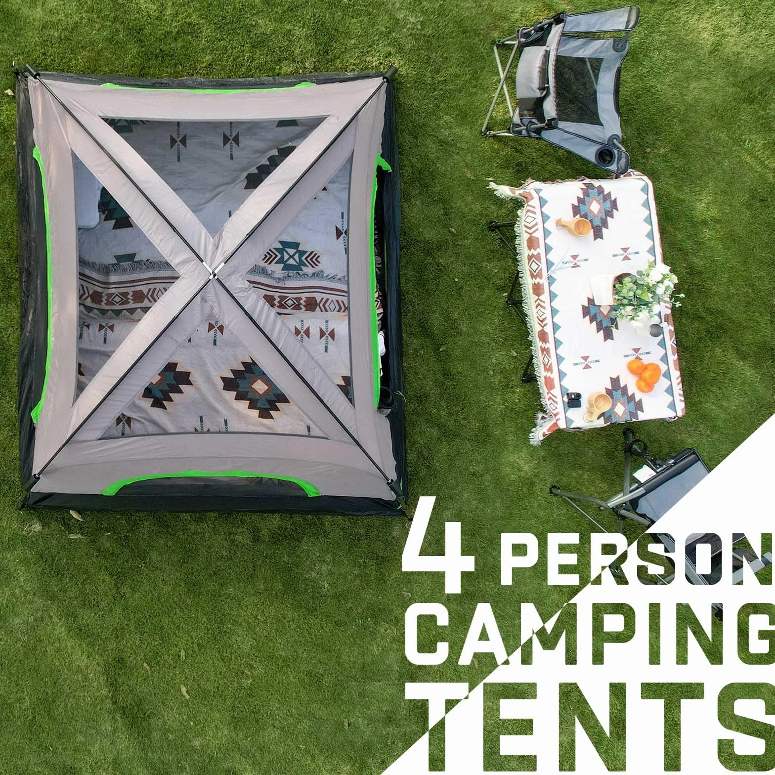 Tent 4 Person Tents for Camping, Tall Cabin Tent with Rainfly | Waterproof Portable Easy Setup Camping Tent with 4 Mesh Windows and Carry Bag for Outdoor Camping & Hiking