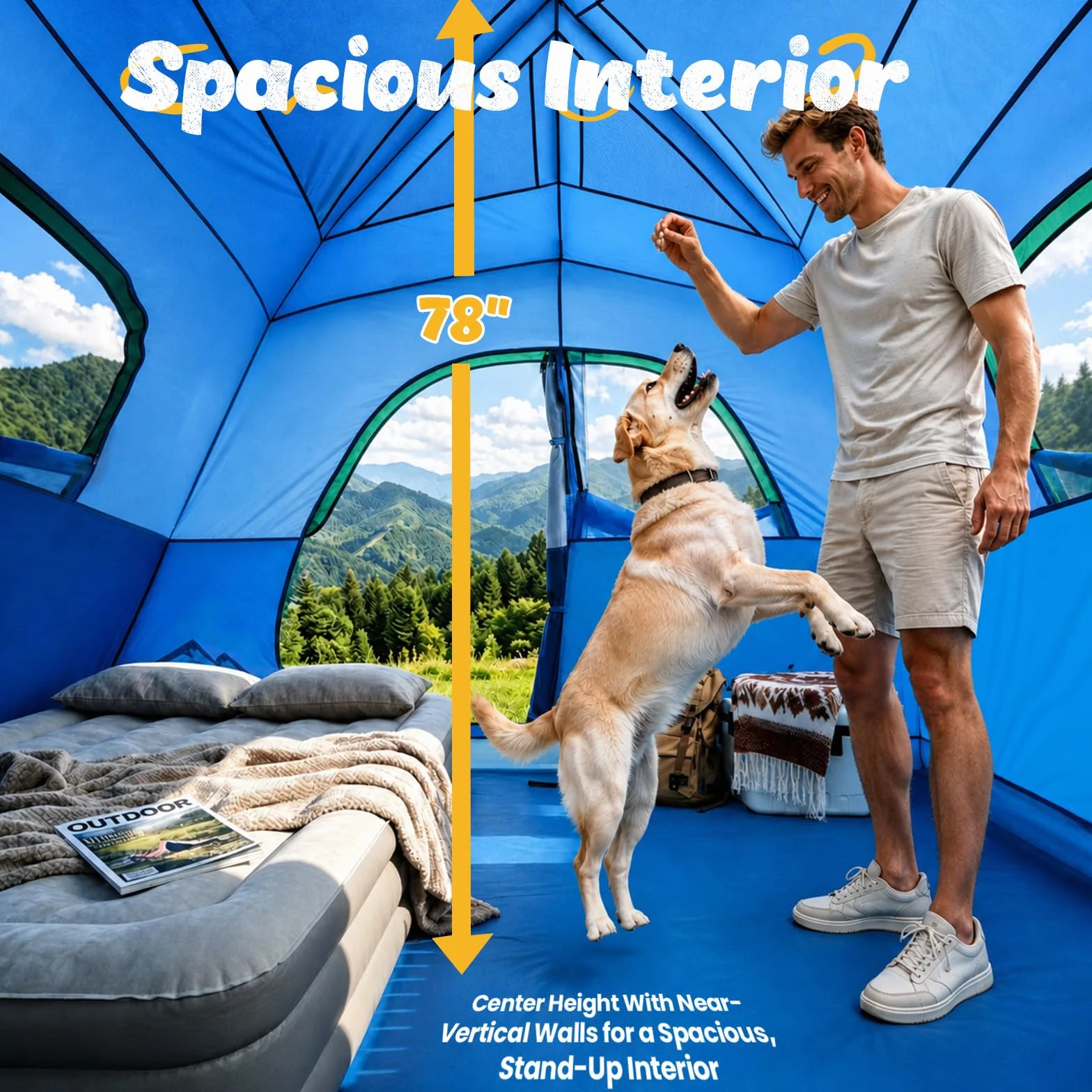 Camping Tent 6 Person, Family Tent with Rainfly | Double Layer,Waterproof & Windproof, Portable Easy Setup Tents for Camping, Suitable for Camping & Hiking