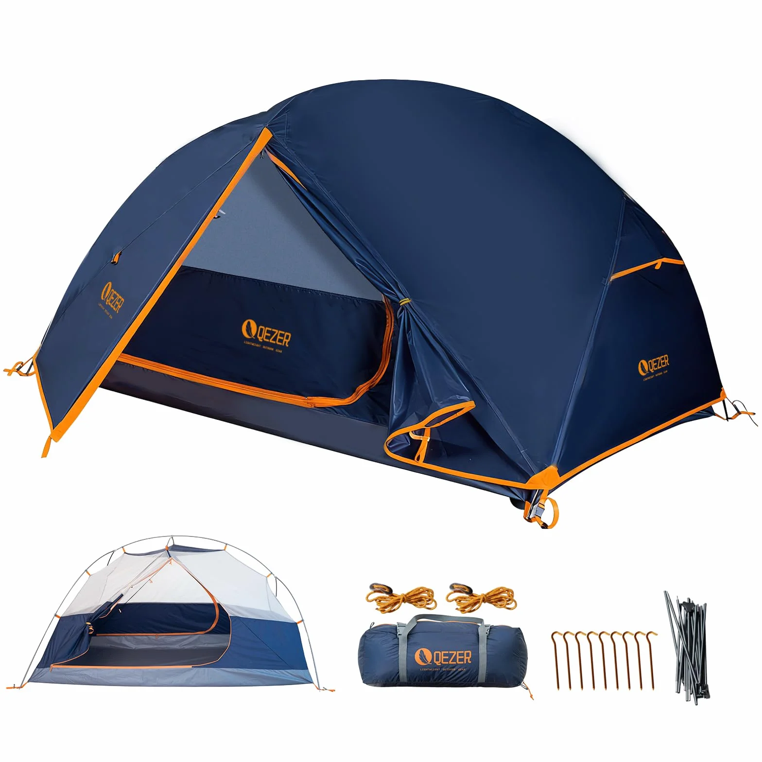 Ultralight Backpacking Tent, Waterproof Camping Tent for Hiking | Ultralight Backpacking Design, Waterproof PU3000mm Fly, PU5000mm Floor, Spacious Interior, 7001 Aluminum Poles, Easy Setup