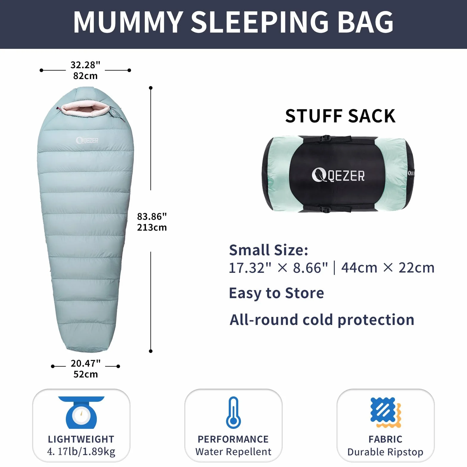 Down Mummy Sleeping Bag for Adults, Ultralight Backpacking | Mummy Shape, 620FP Down Insulation, Compact Adult Bag, Backpacking Camping Hiking