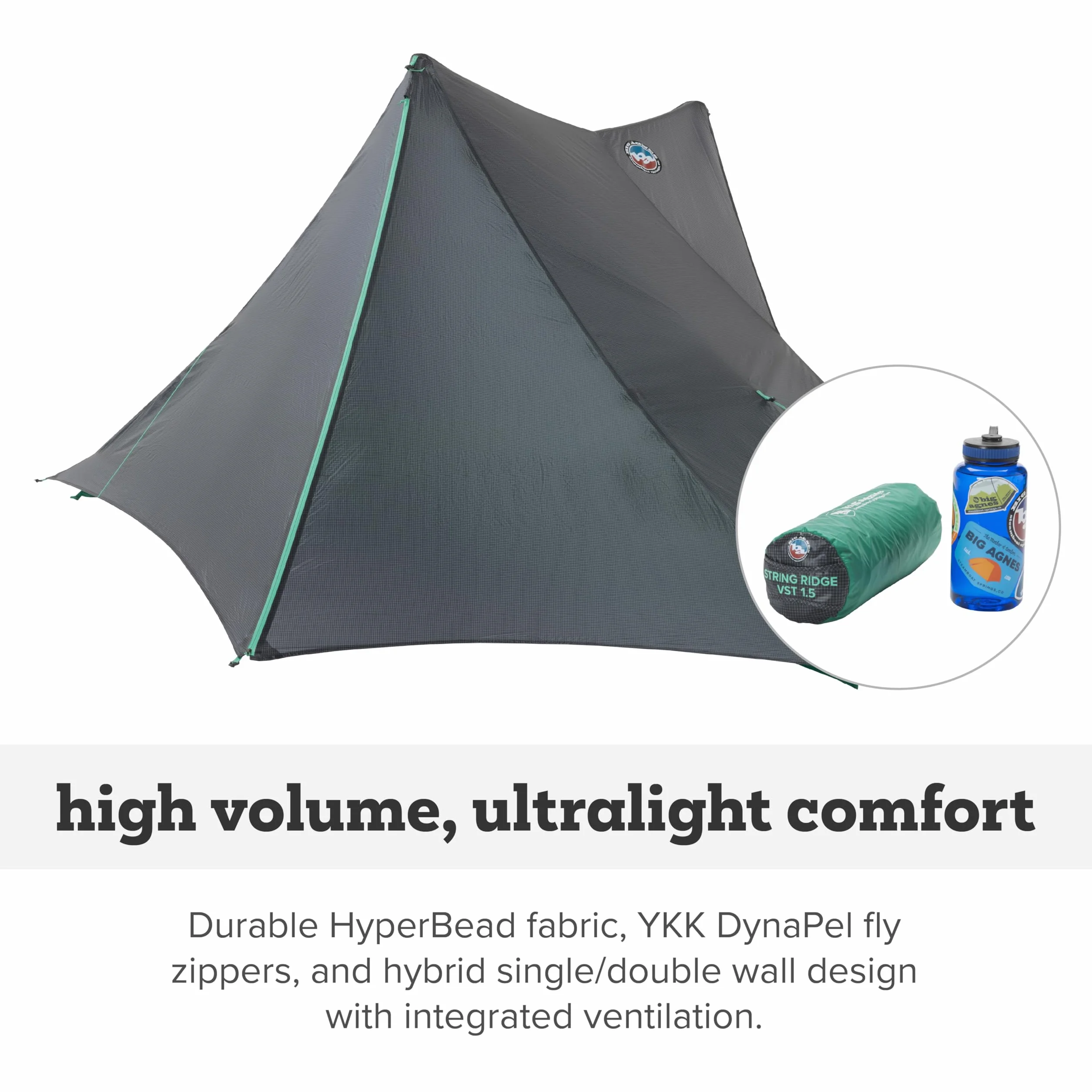 String Ridge VST - Trekking Pole Backpacking Tent | Premium ultralight 3-season waterproof tent with fabric, hybrid ventilation, and extra interior space