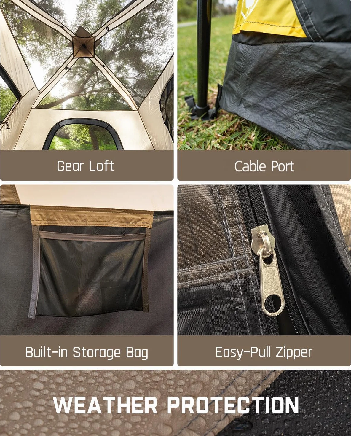 4/6/8/10 Person Instant Tent for Camping Setup in 60s | Camping Tent with Rainfly & Windproof, Portable Instant Cabin Tent with Carry Bag for Family Camping & Hiking