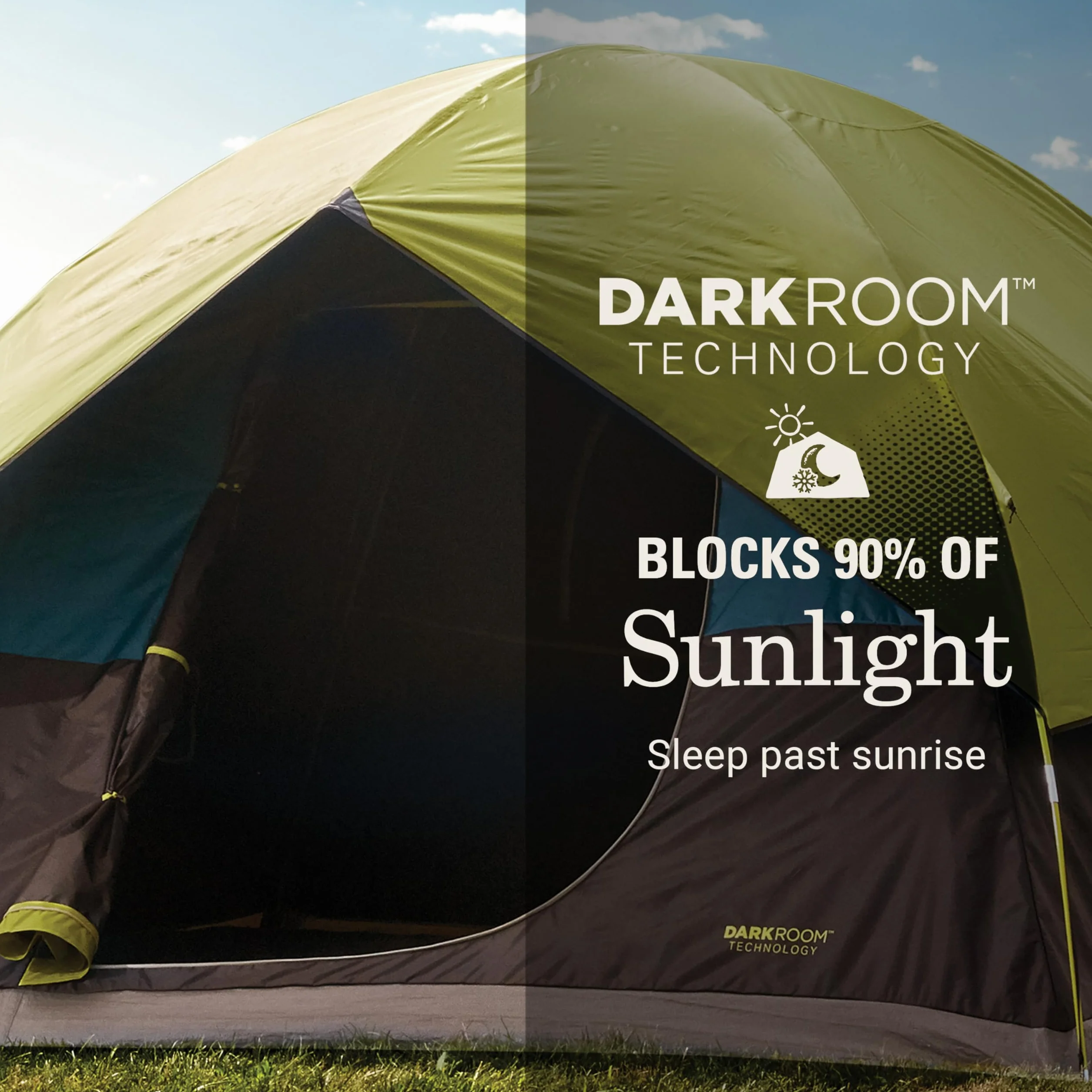 Sundome Dark Room 4/6 Person Tent, Blocks 90% of Sunlight to Keep Inside Cool, Weatherproof Tent with Rainfly Sets Up in Minutes