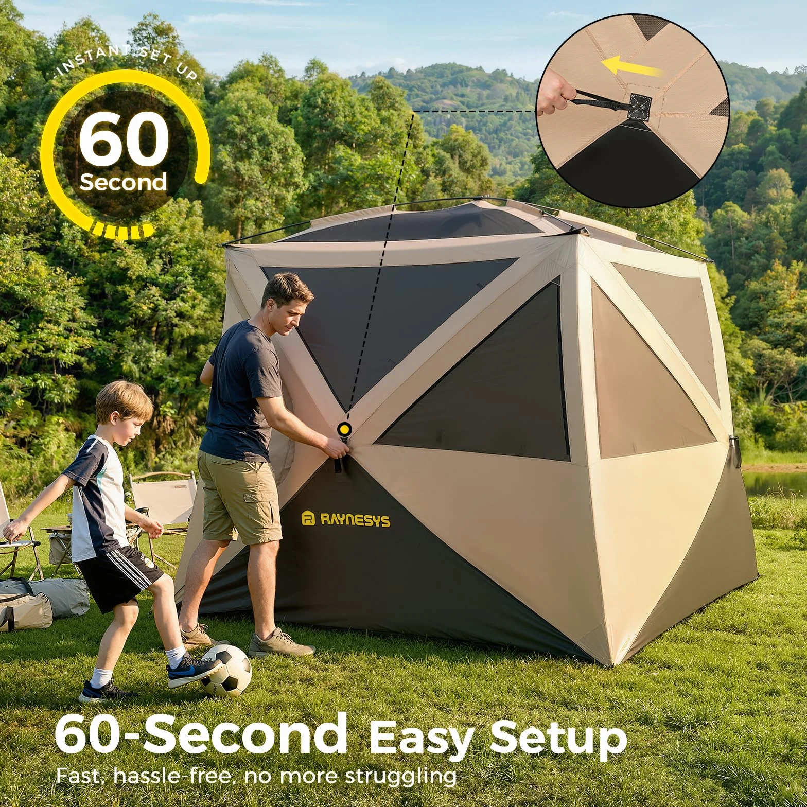 4 Person Camping Tent, Setup in 60 Seconds, Waterproof,Pop up Tents | Instant setup in 60 Seconds,Spacious Interior,3000mm waterproof Camping tent,Instant Cabin Tents with Carry Bag