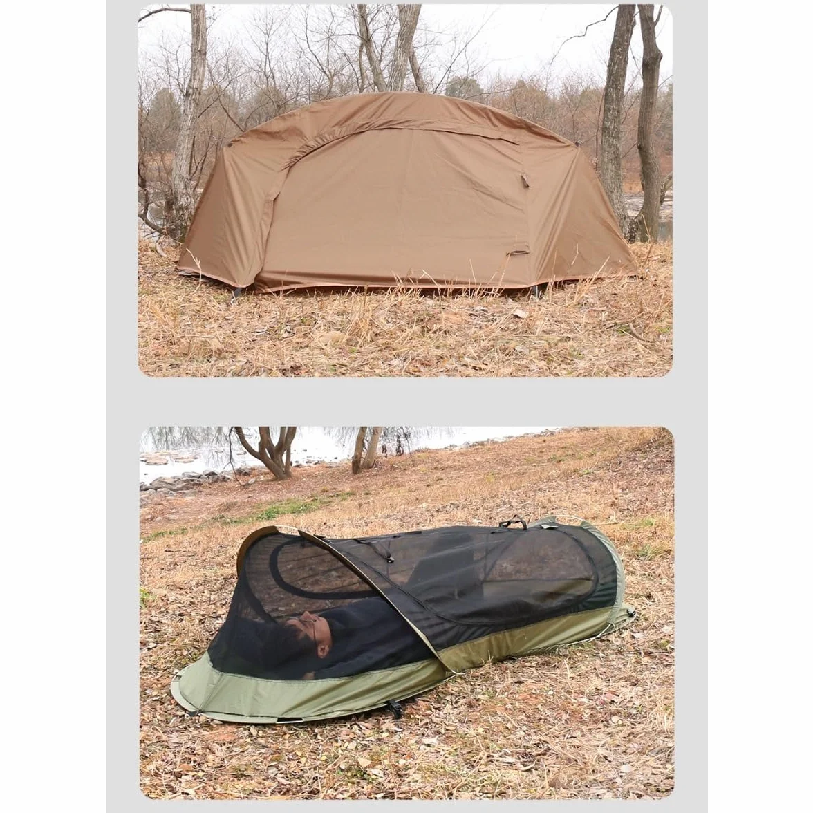 Easy Set Up Ultralight Bivy Tent for Camping, 1 Person Pop Up Backpacking Tent for Camping/bivy/Hiking, Waterproof & Mosquito Proof Outdoor Shelter