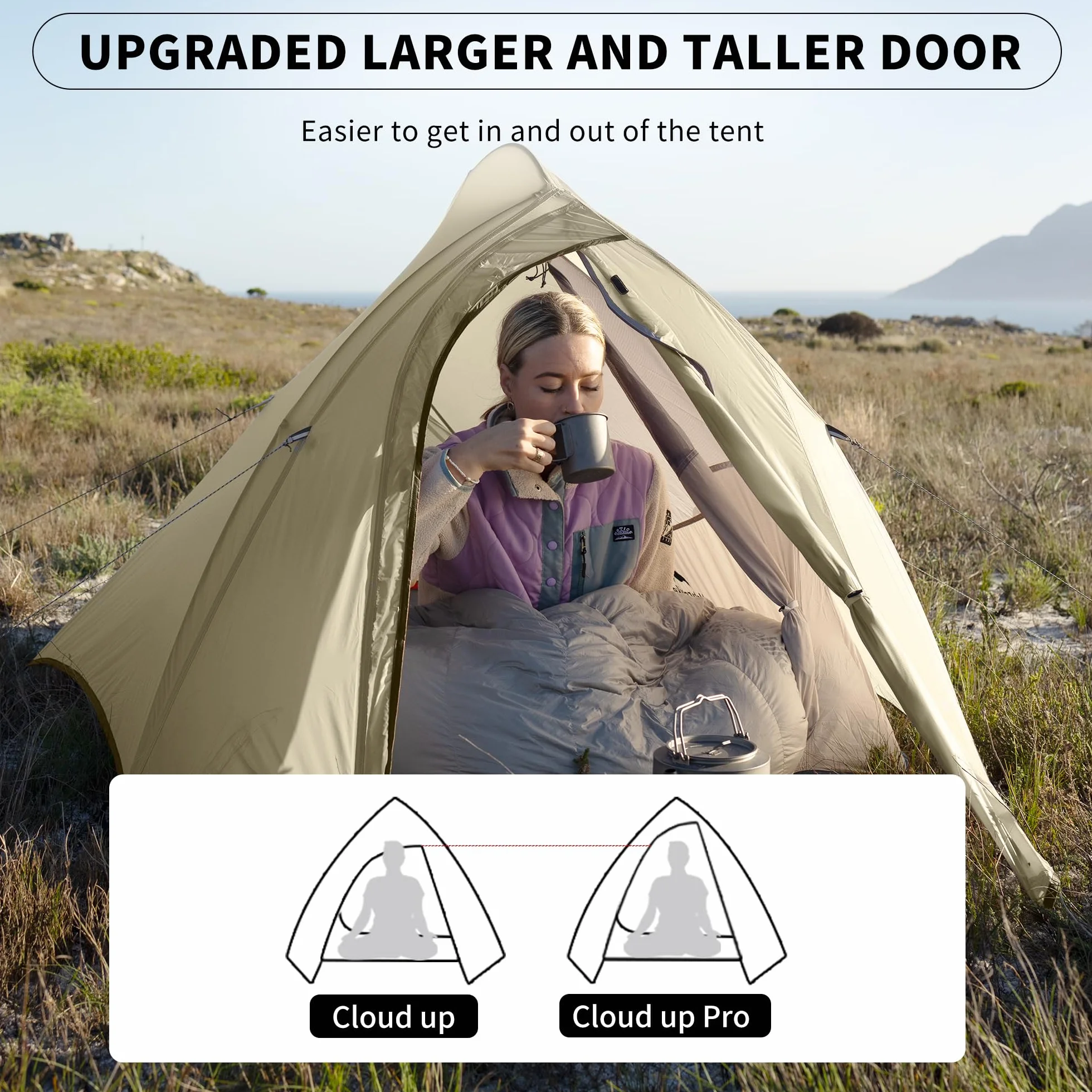 Cloud-Up 2 Person Tent Lightweight Backpacking Tent with Footprint - Free Standing Ultralight Camping Hiking Backpack Tents Two Person Tent