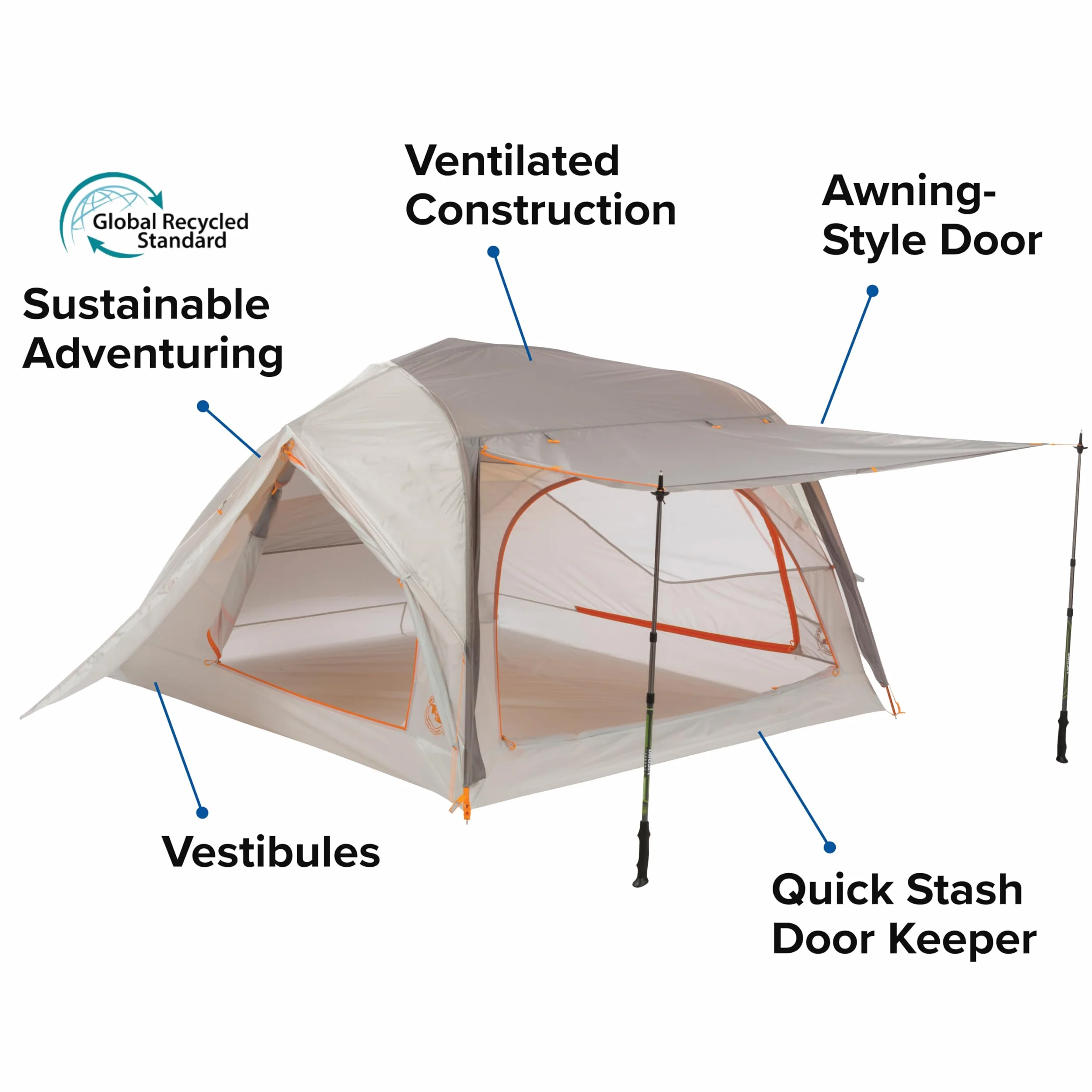 Salt Creek SL - Superlight Backpacking Tent | Three-door superlight tent with dual vestibules, awning-style entry, and enhanced airflow for added comfort