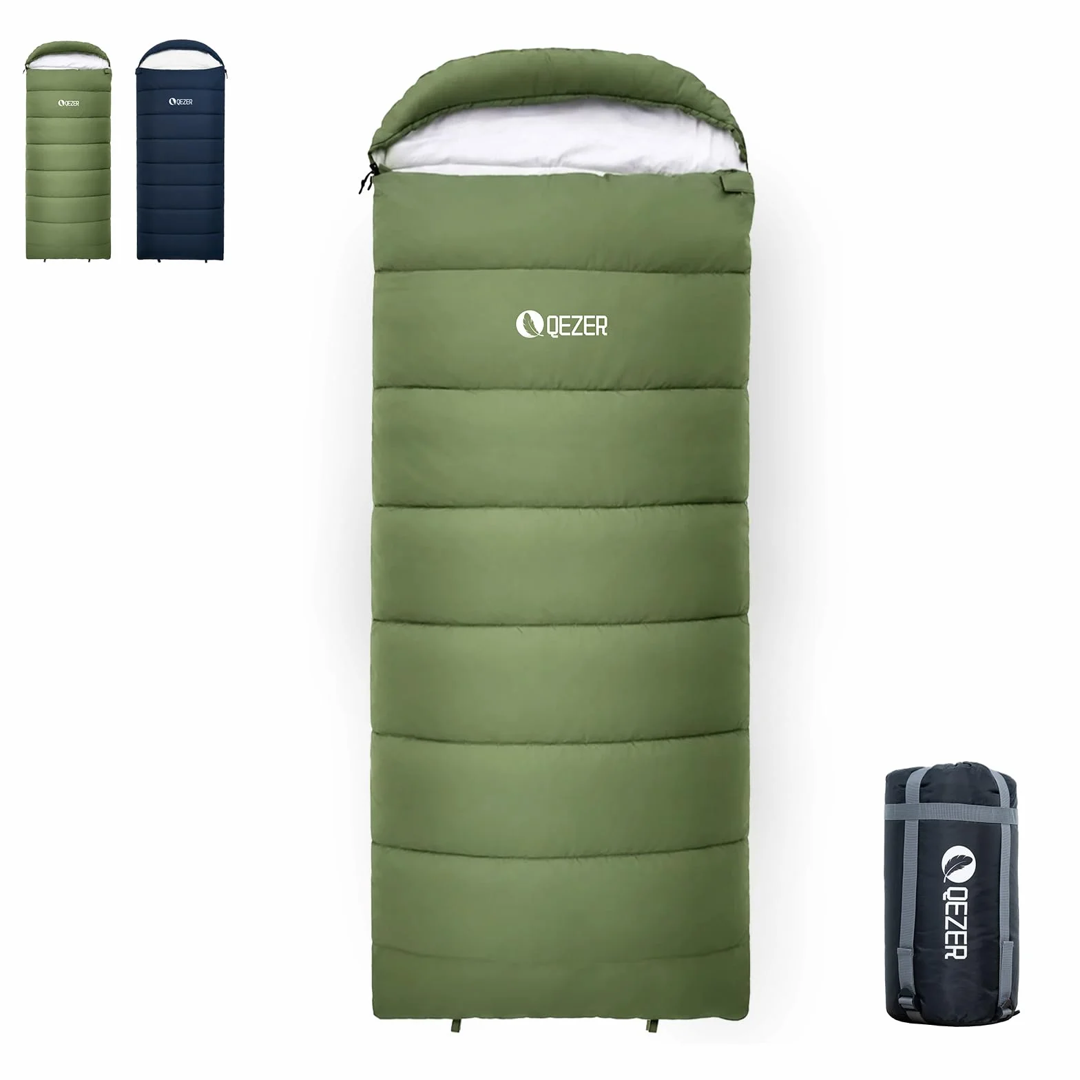 Sleeping Bag for Adults, Lightweight Sleeping Bag for Camping | 41°F-70°F, Hollow Fiber Fill, Full-Length Zipper, Compression Sack, Camping Travel Backpacking, Machine Washable