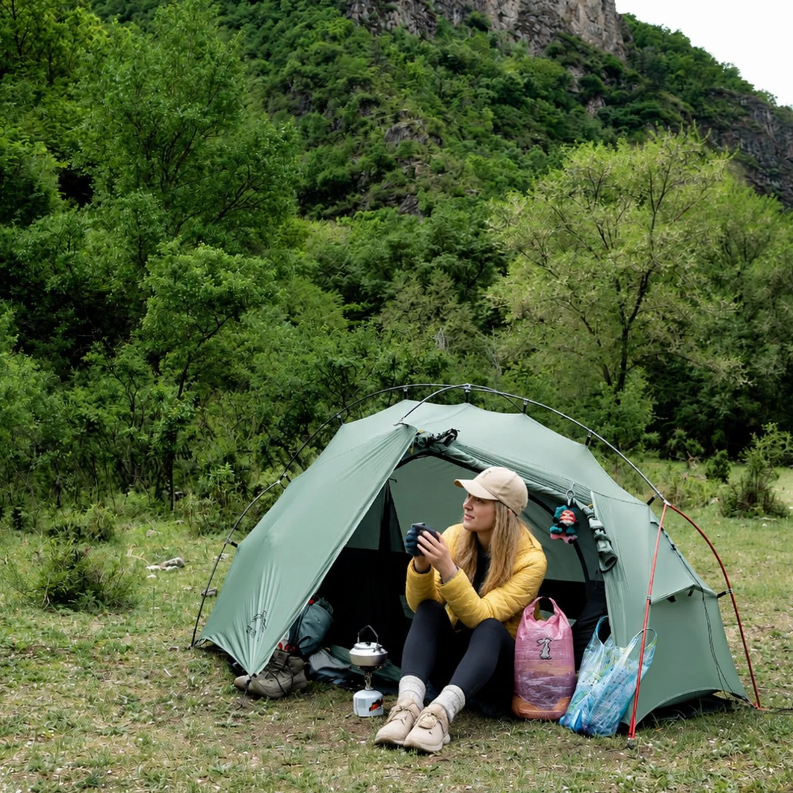 Ultralight 1 Person Backpacking Tent for Camping | 3-Season Waterproof Double-Wall Shelter | Full Aerospace Poles & 5000mm PU Ripstop Nylon with Convertible Vestibule Awning
