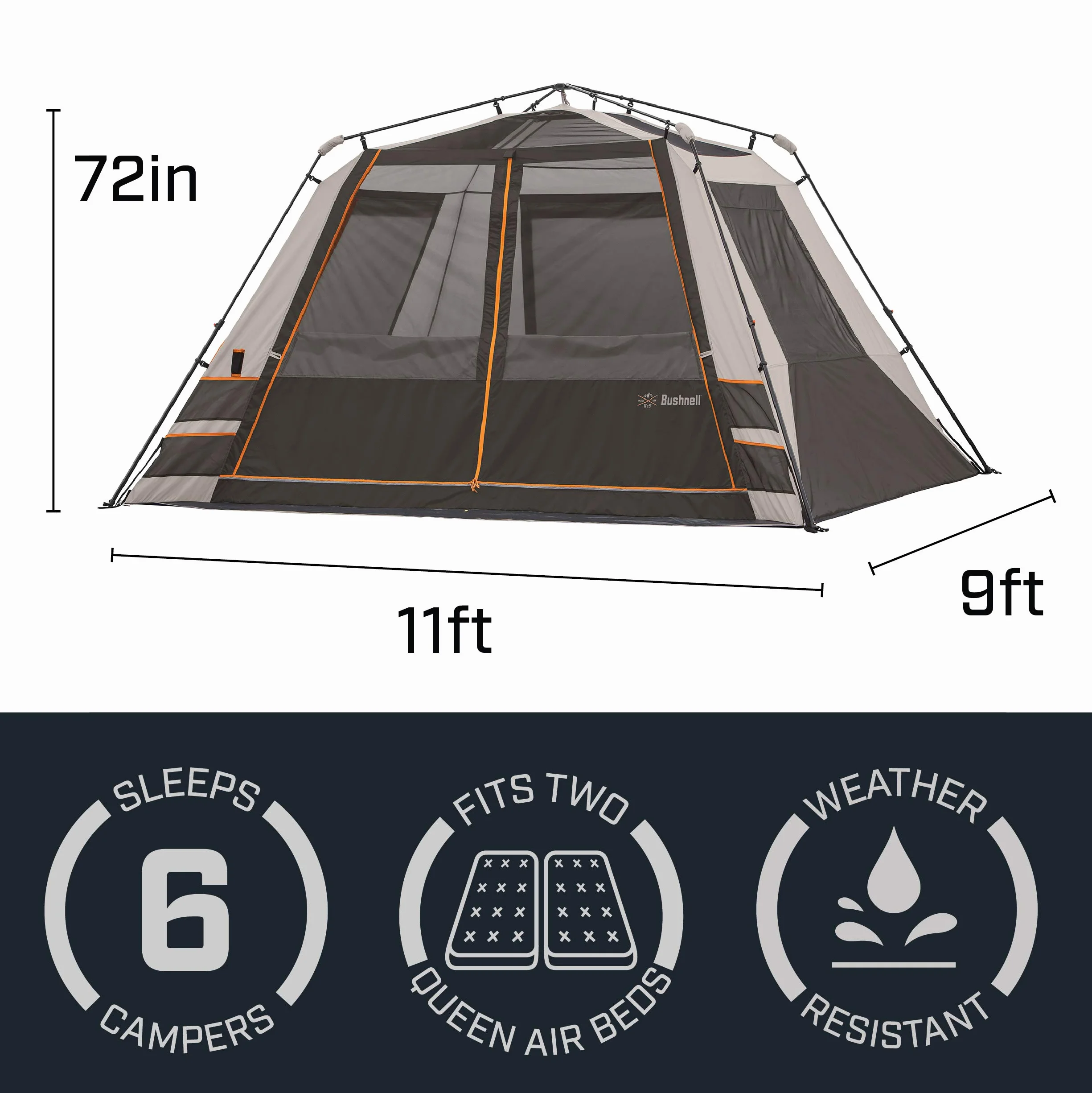 Instant Tent | 6 Person / 9 Person Shield Series Instant Tents Cabin Design Perfect for 3 Season Family Camping, Hunting, and Fishing with Fast Setup