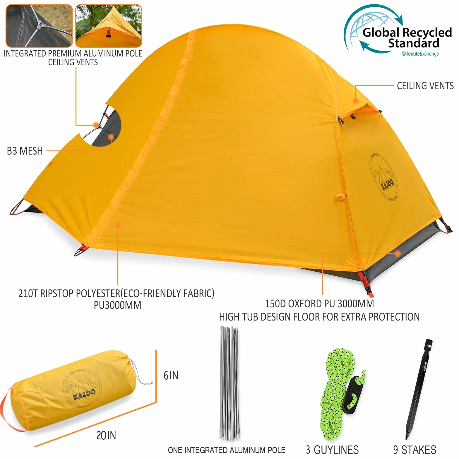 Waterproof Backpacking Tent Ultralight 1/2 Person Lightweight Camping Tents 1/2 People Hiking Tents Aluminum Frame Double Layer | Waterproof