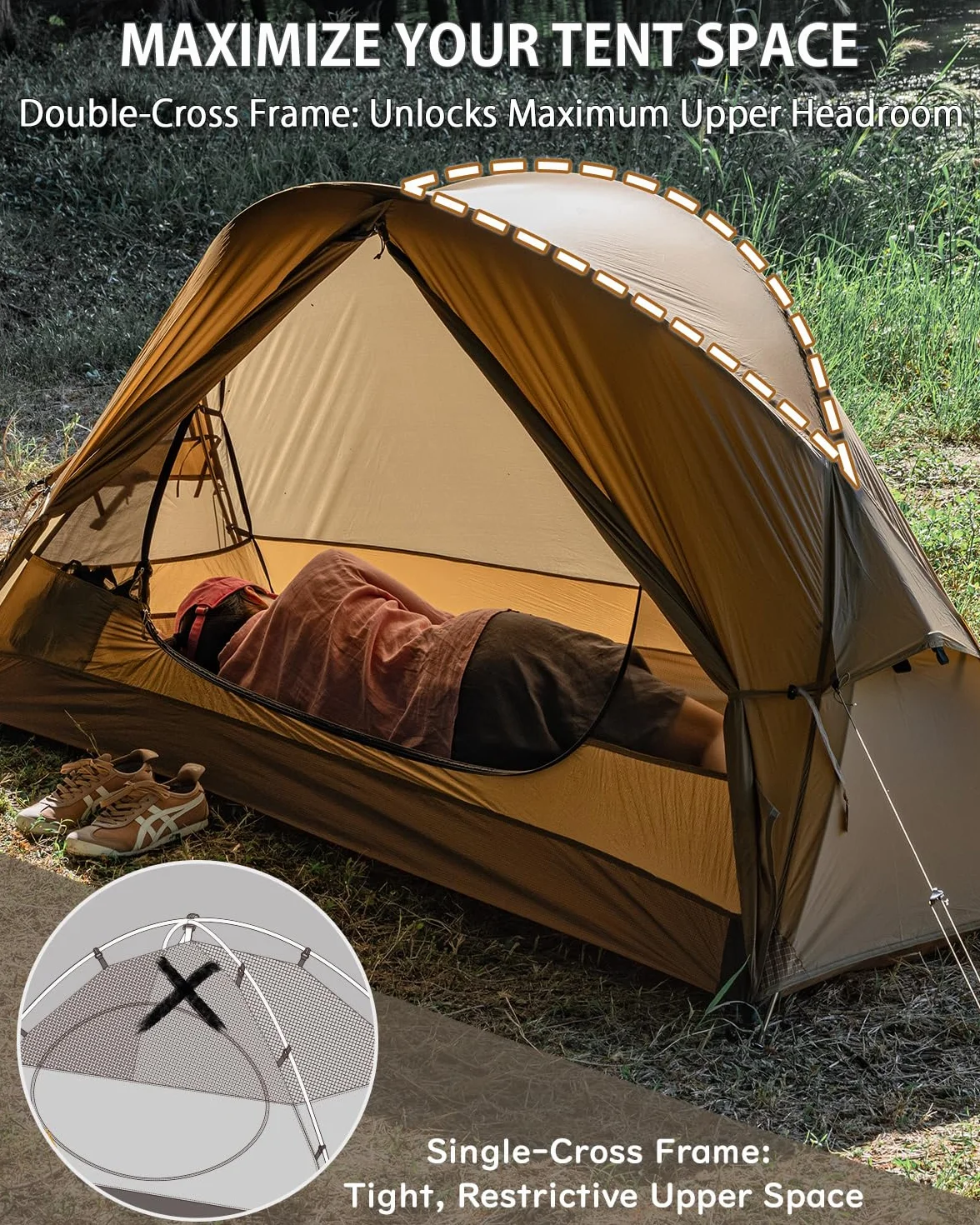 TOMOUNT Backpacking Tent Ultralight Nylon 1-2 Person Tent 3.3lbs-4.4lbs for Hiking Camping
