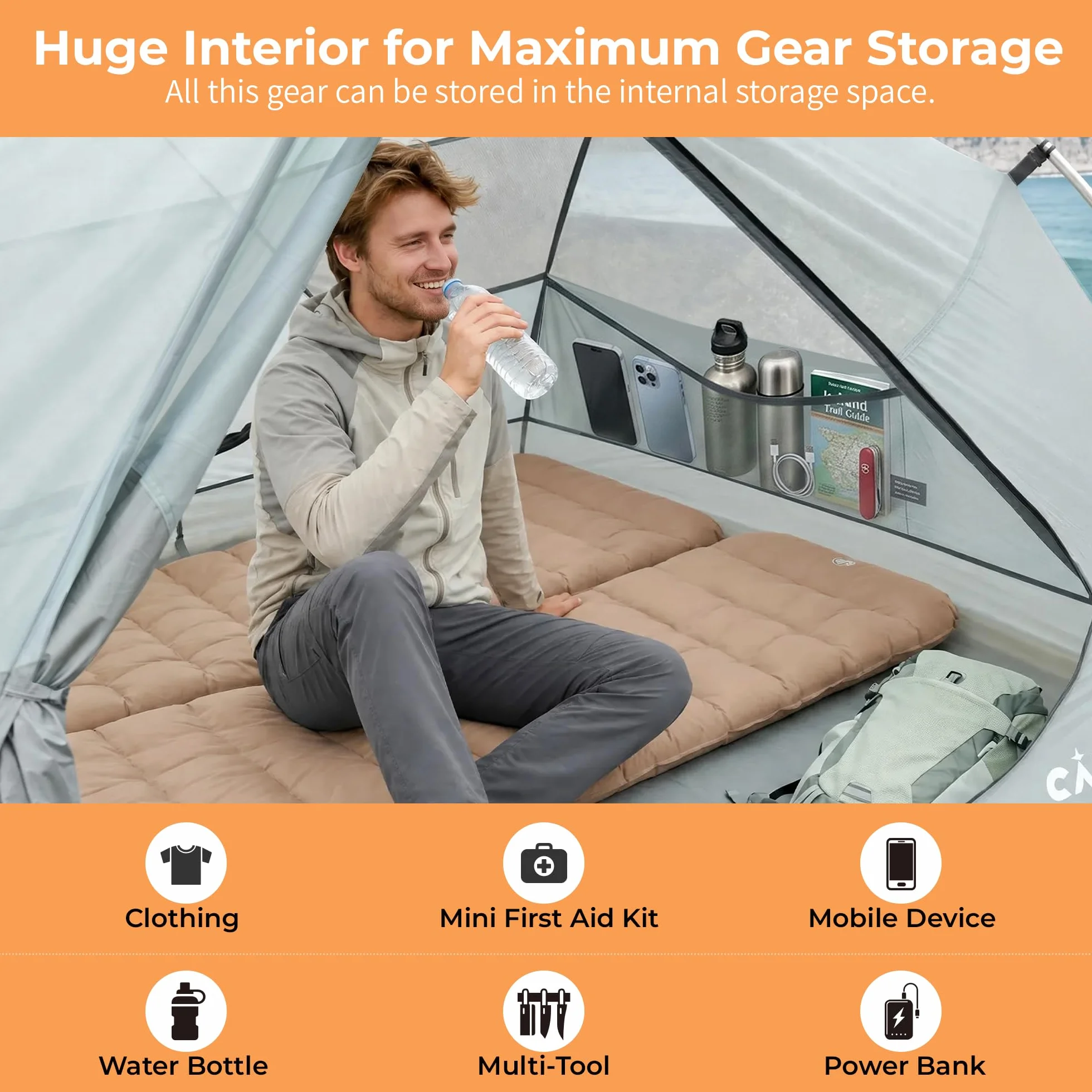 2/3 Person Tent Backpacking Tent with Footprint Ultralight 20D Nylon 4000mm Waterproof & Windproof Two Person Tent